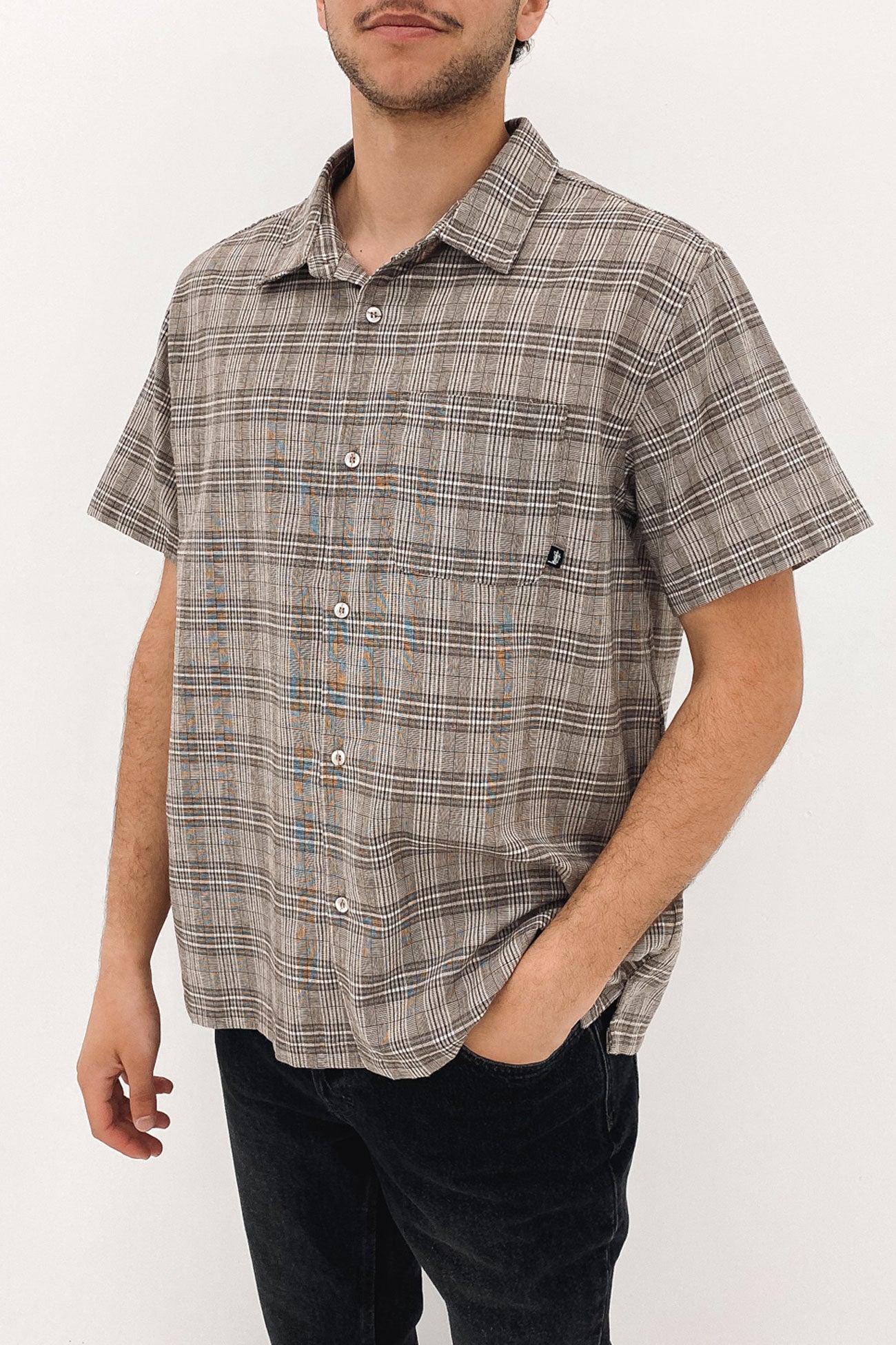 Ollie Check Short Sleeve Shirt Brown