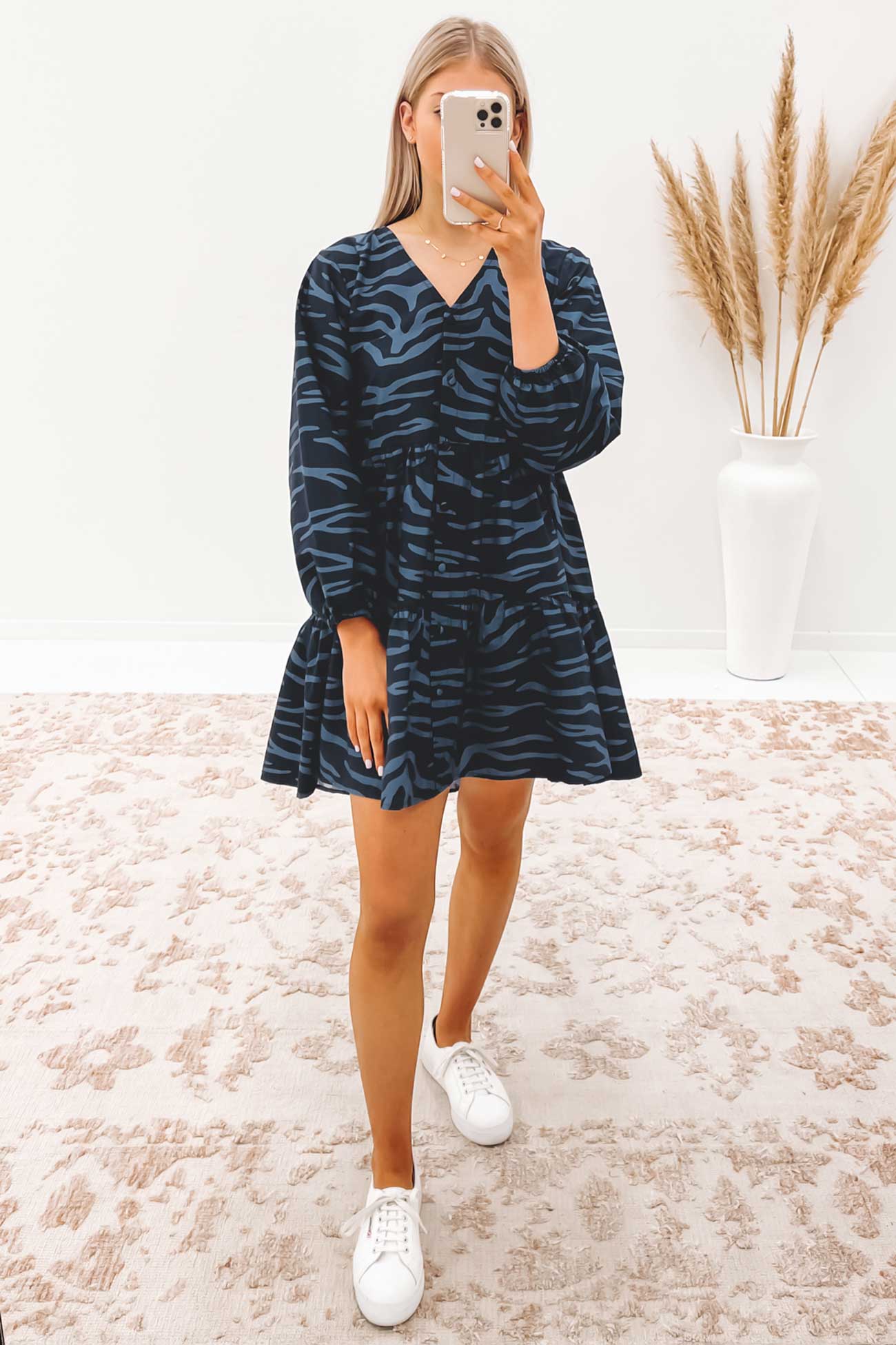 Indianna Mini Dress Navy Zebra