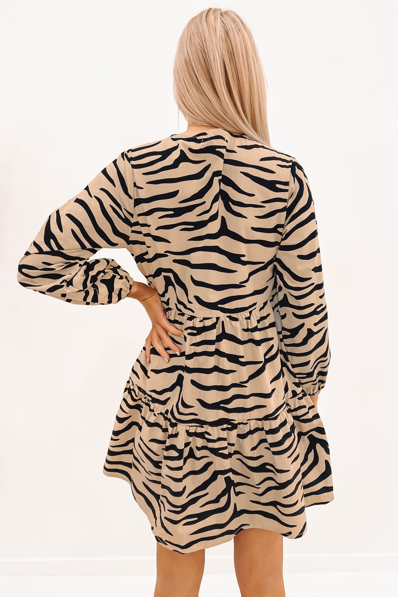 Indianna Mini Dress Taupe Zebra