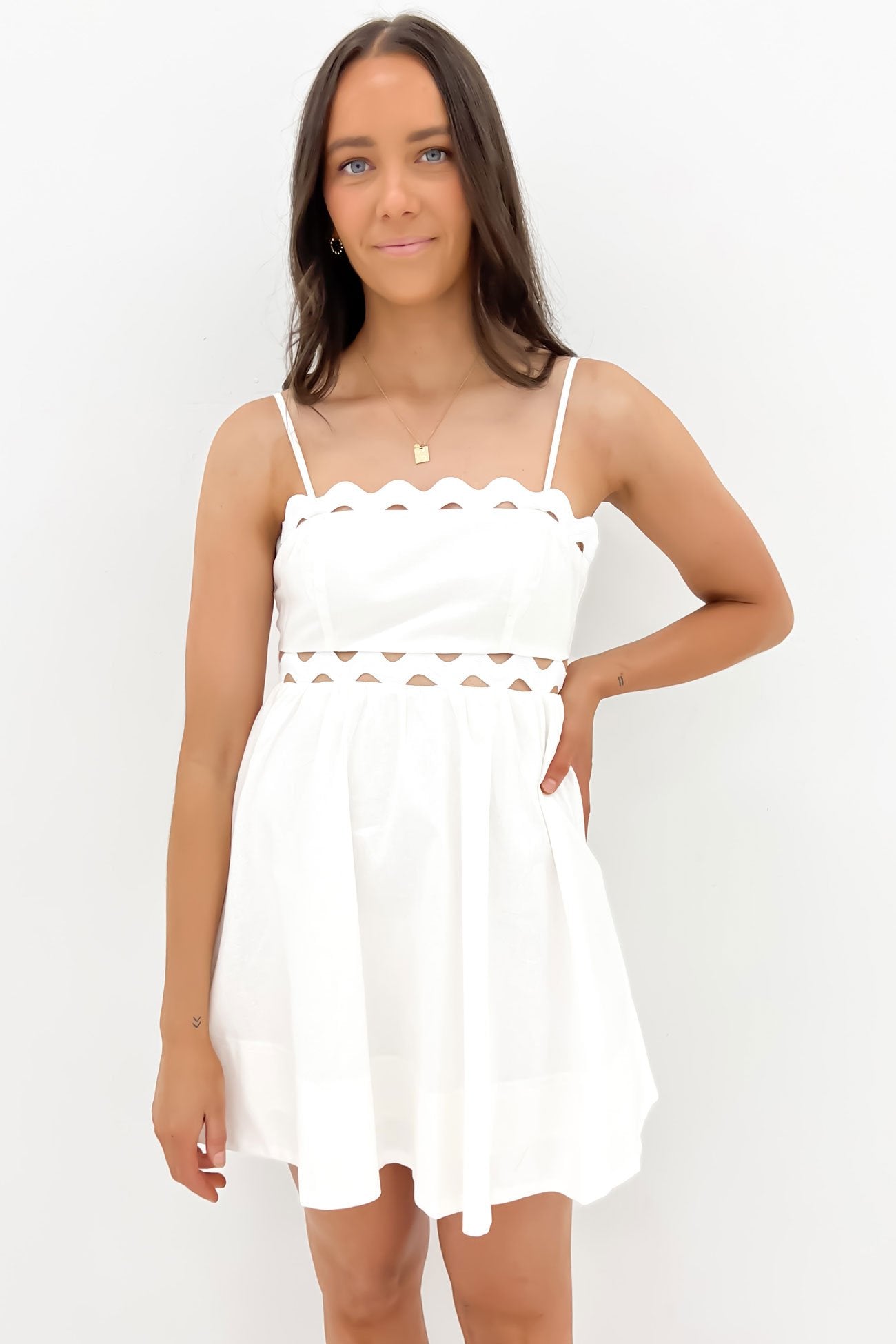 Indigo Mini Dress White