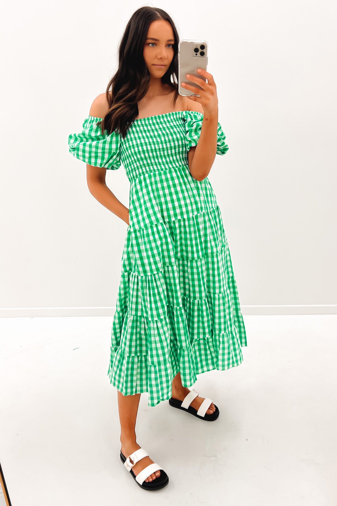 Indy Midi Dress Green Check