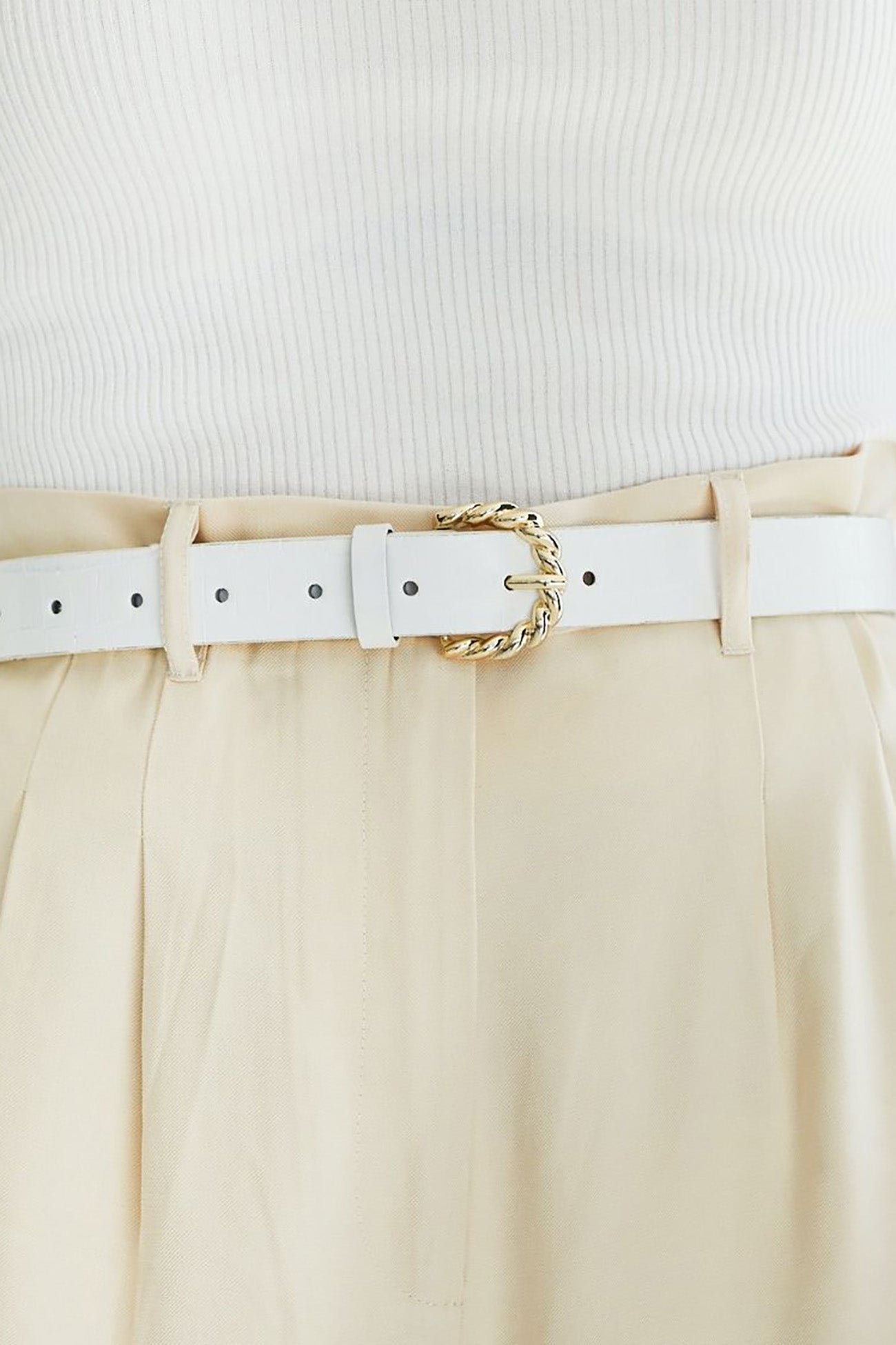 Isa Croc Belt White