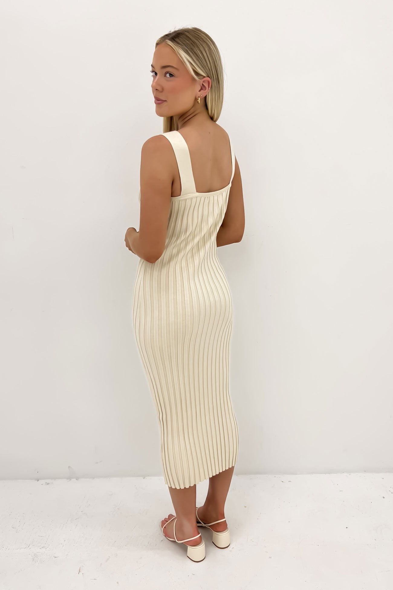 Isabeau Knit Midi Dress Beige