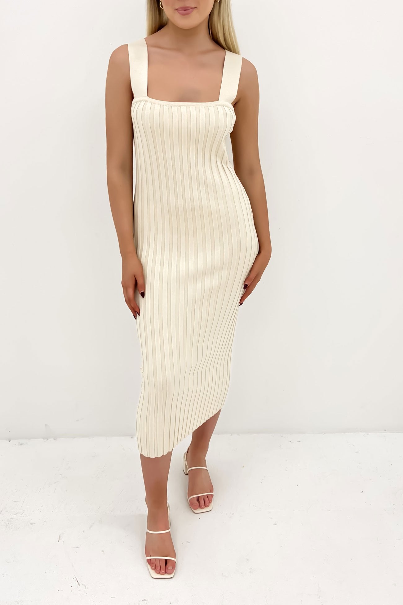 Isabeau Knit Midi Dress Beige