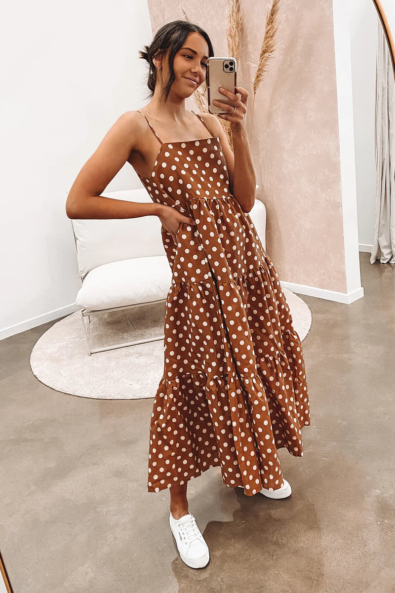 Warehouse spot tiered maxi dress sale