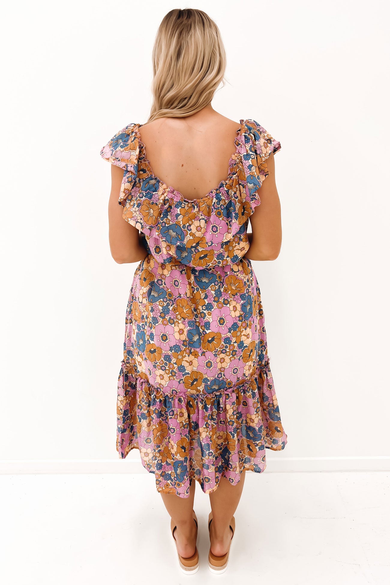 Isla Midi Dress Retro Floral