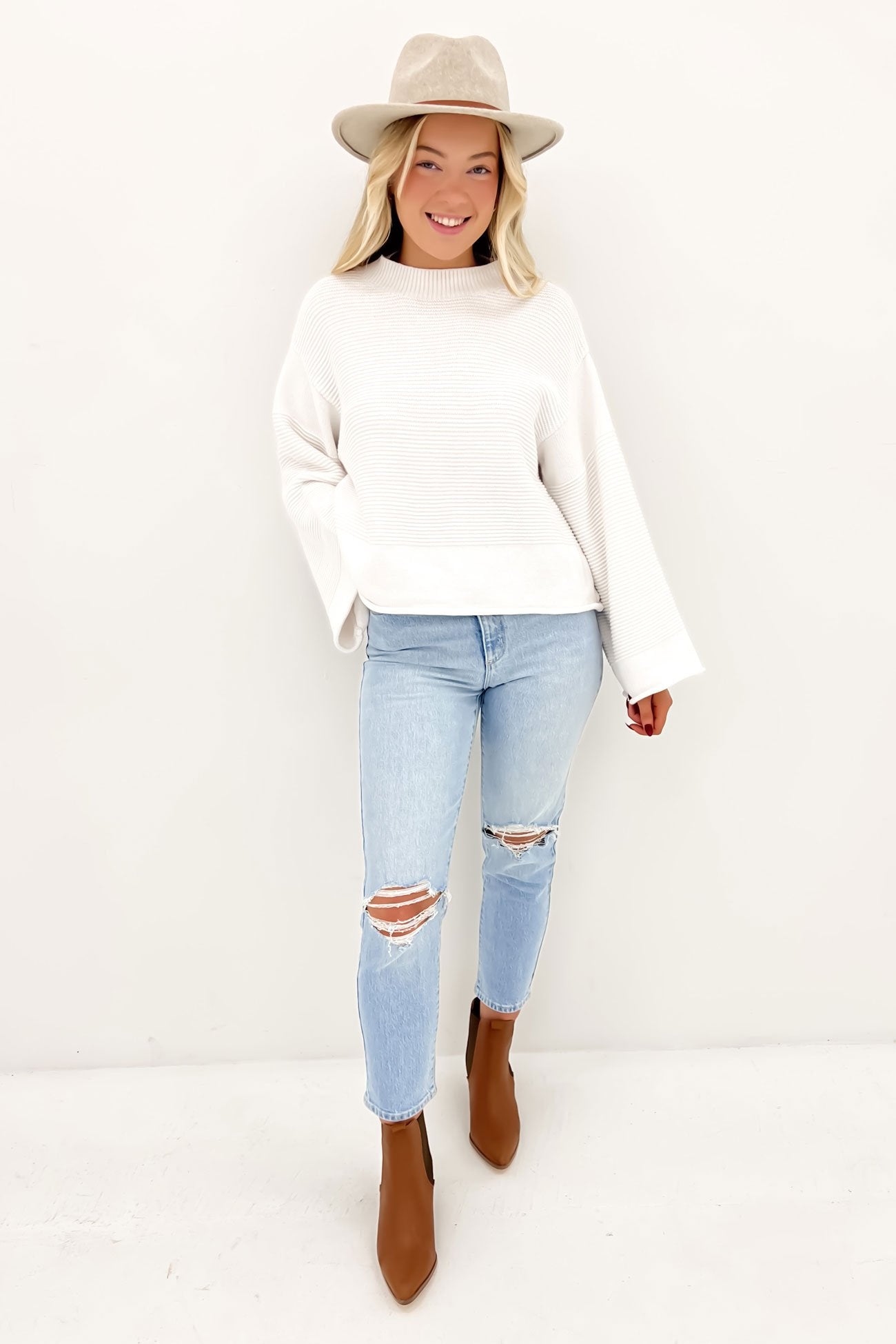 Izaiah Knit Sweater White