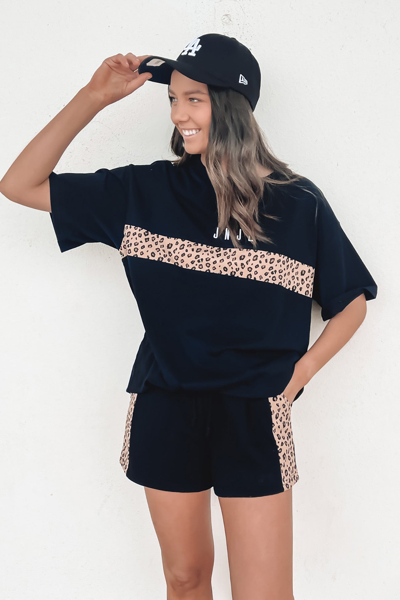 JNJL Leopard Panel Tee Black