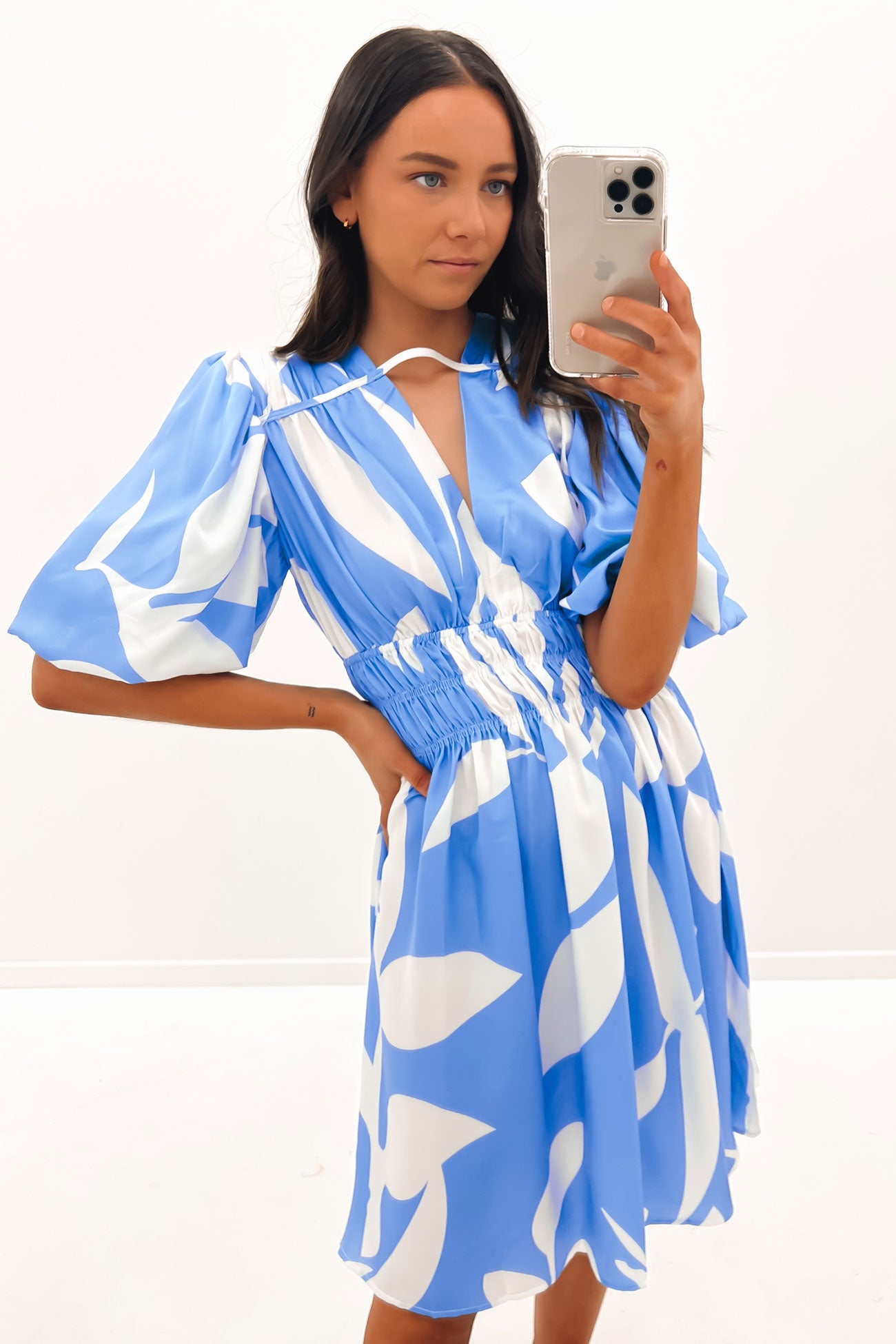 Jackie Midi Dress Blue Swirl