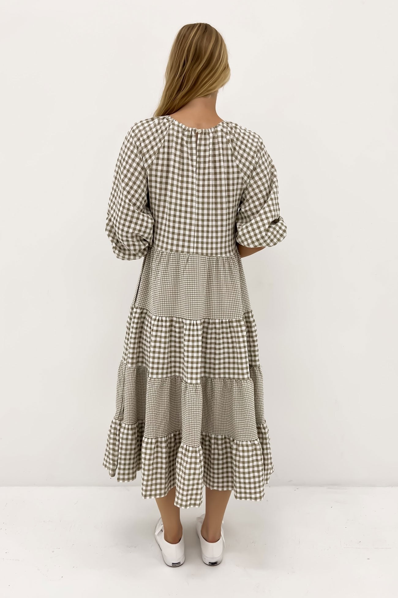 Jada Midi Dress Beige Check