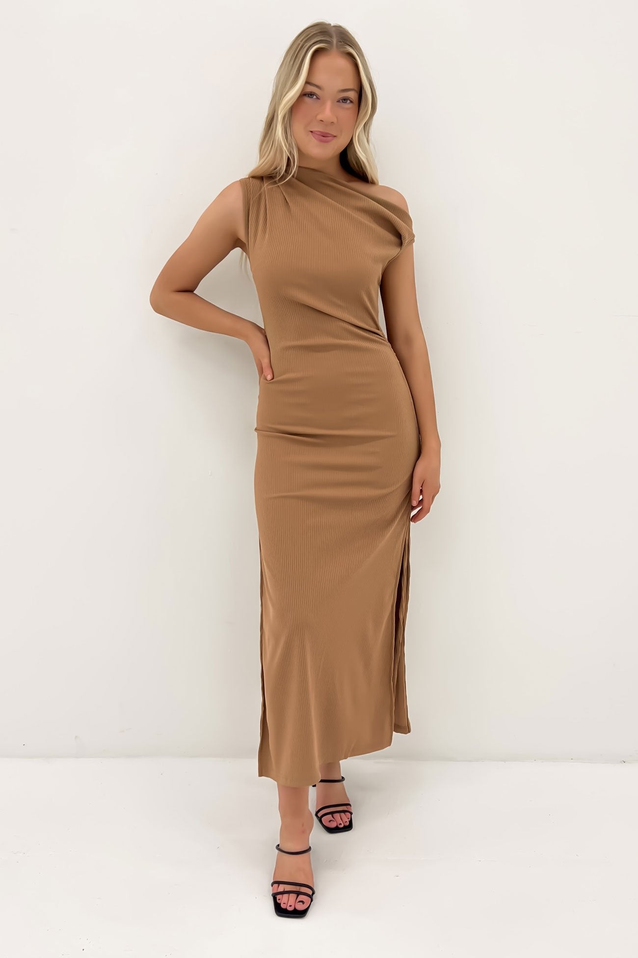 Jayden Ribbed Maxi Dress Latte