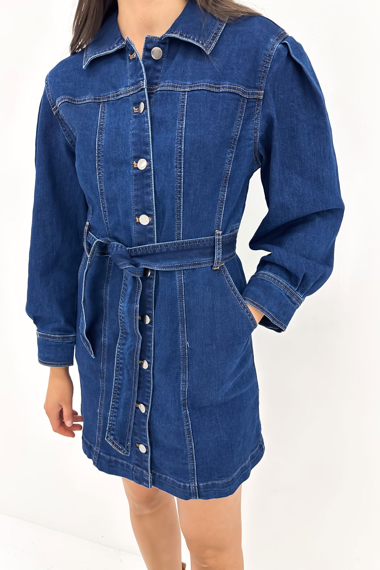 Jaydence Denim Mini Dress Indigo