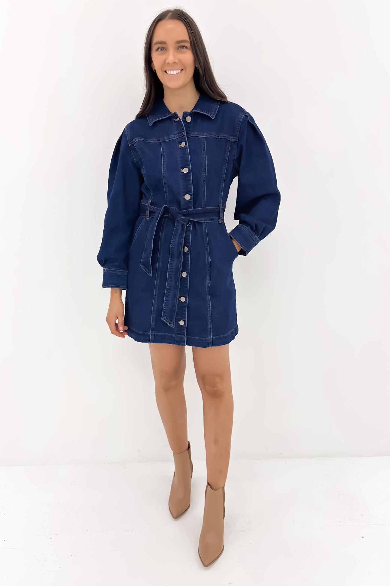 Jaydence Denim Mini Dress Indigo