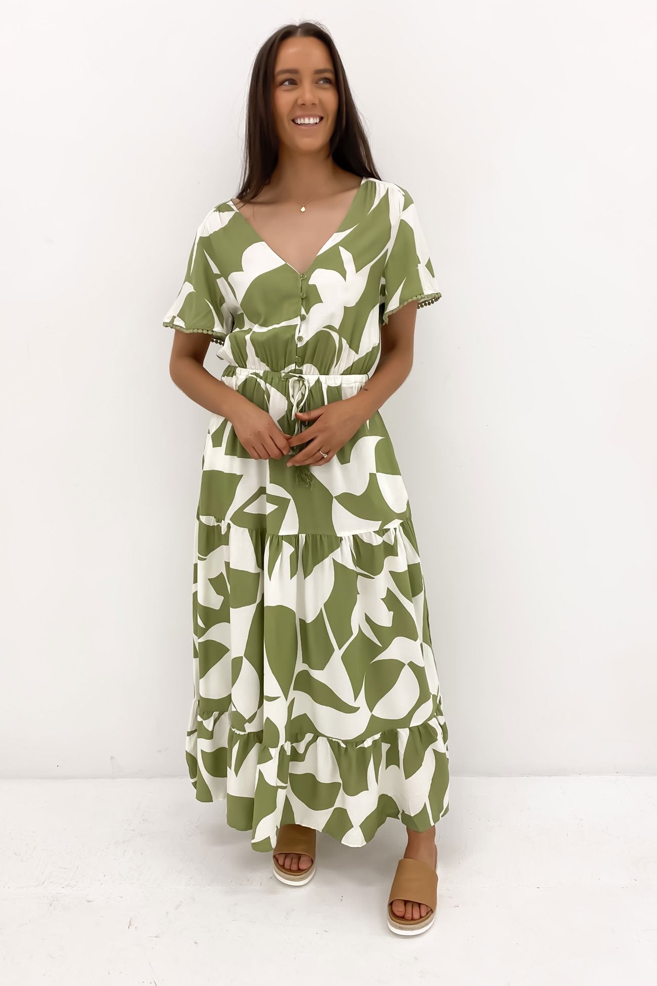 Jonathan Maxi Dress Sage Abstract