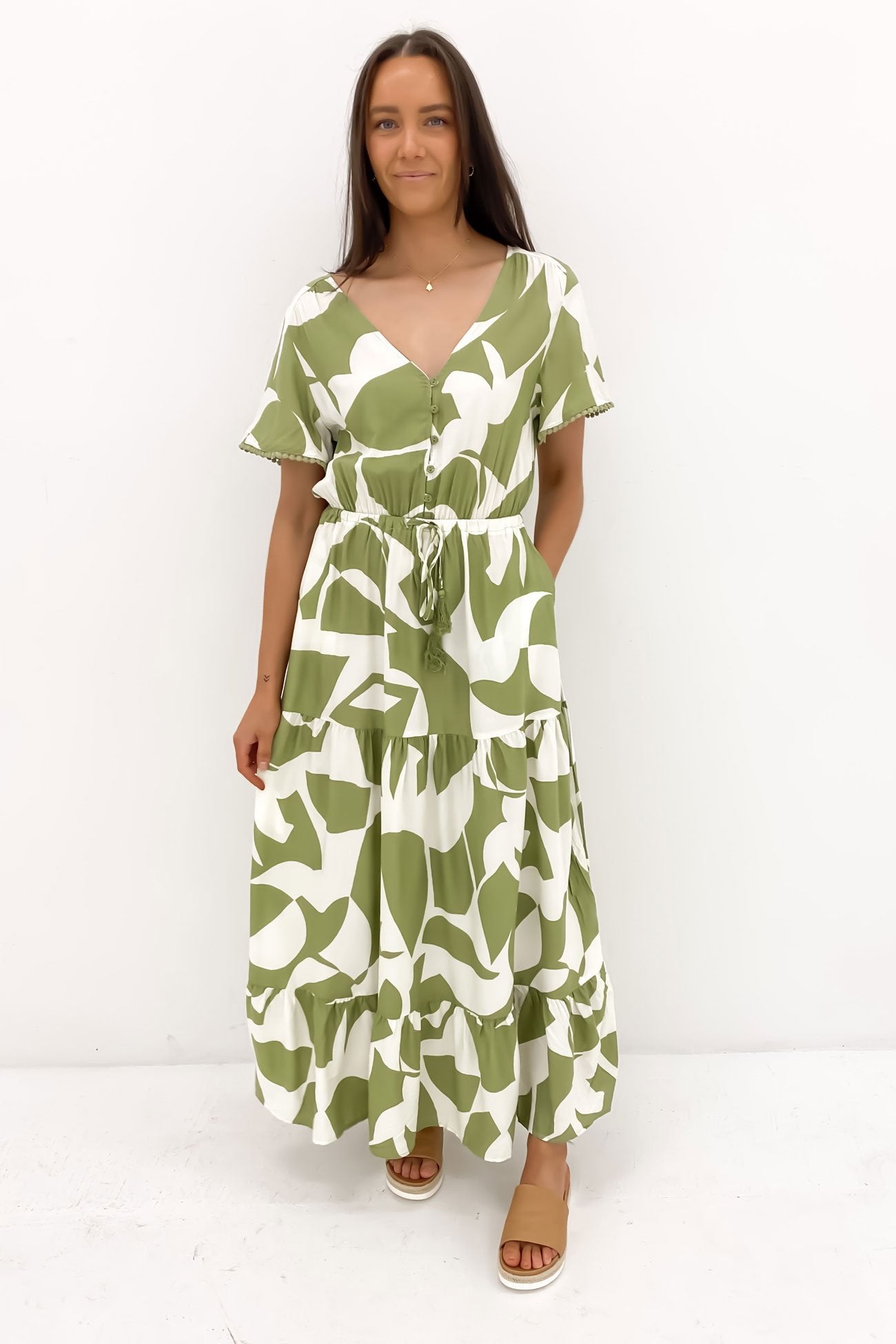 Jonathan Maxi Dress Sage Abstract