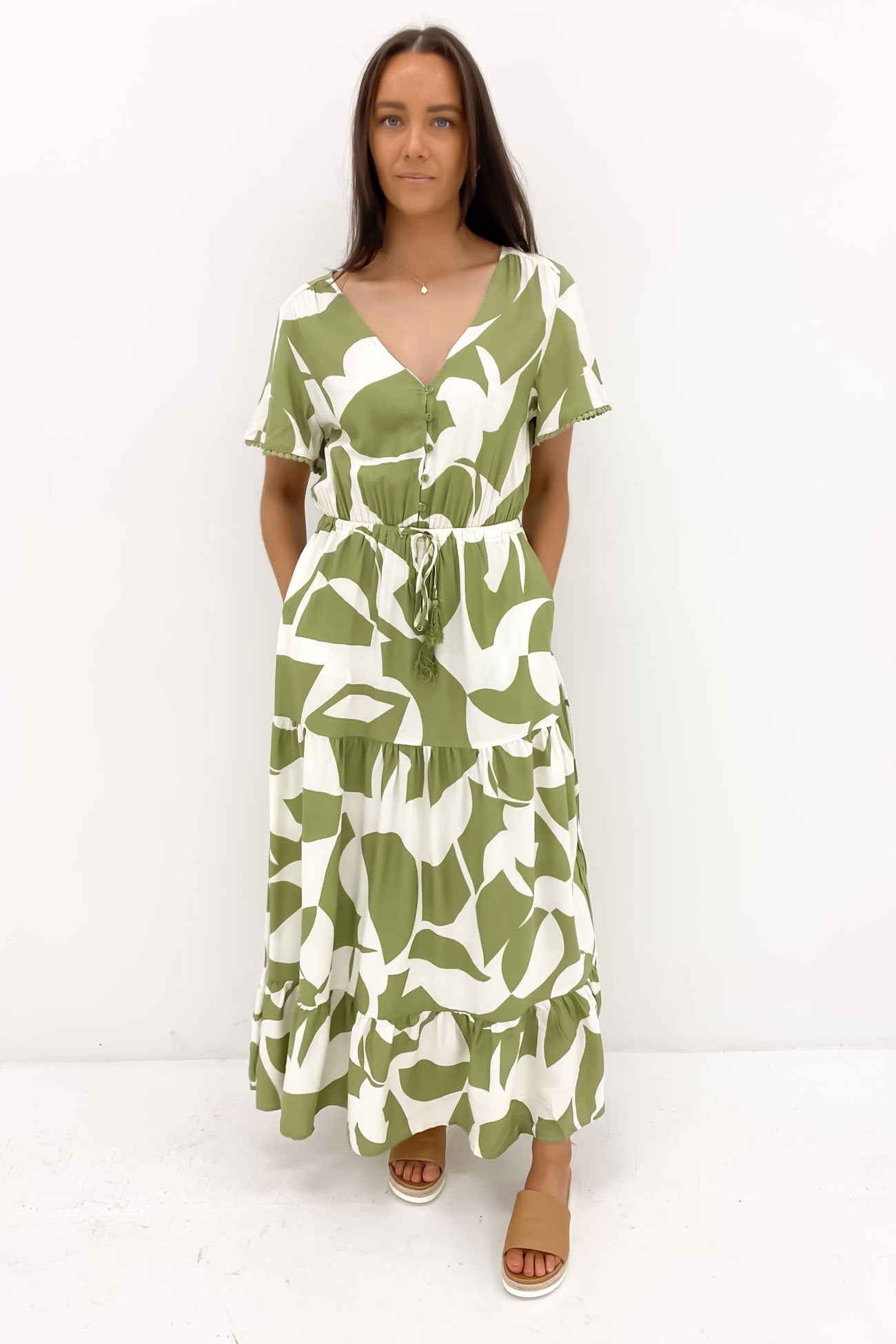 Jonathan Maxi Dress Sage Abstract