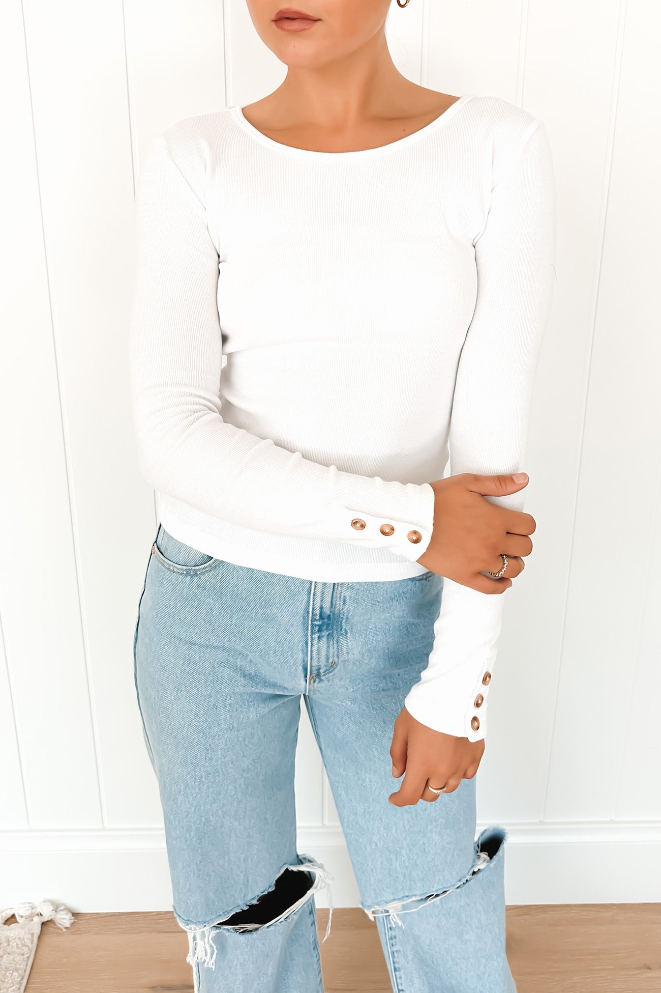 Jordyn Rib Long Sleeve White