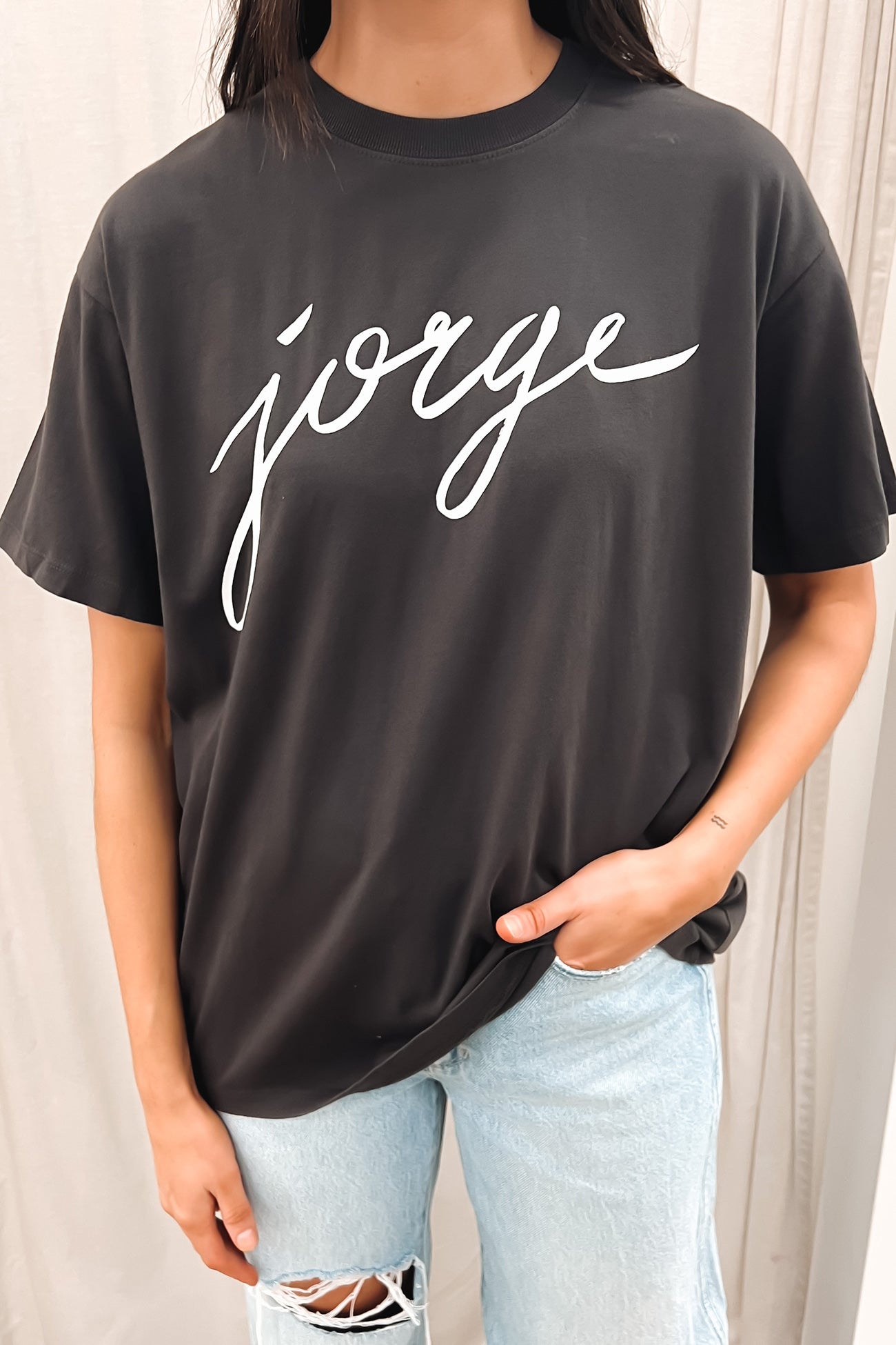 Jorge Script Tee Washed Black