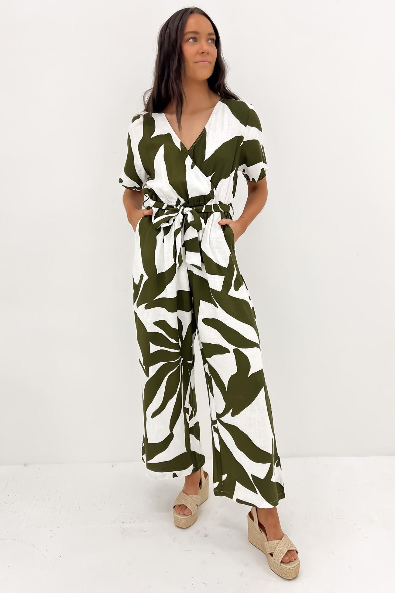 Julietta Jumpsuit Khaki White