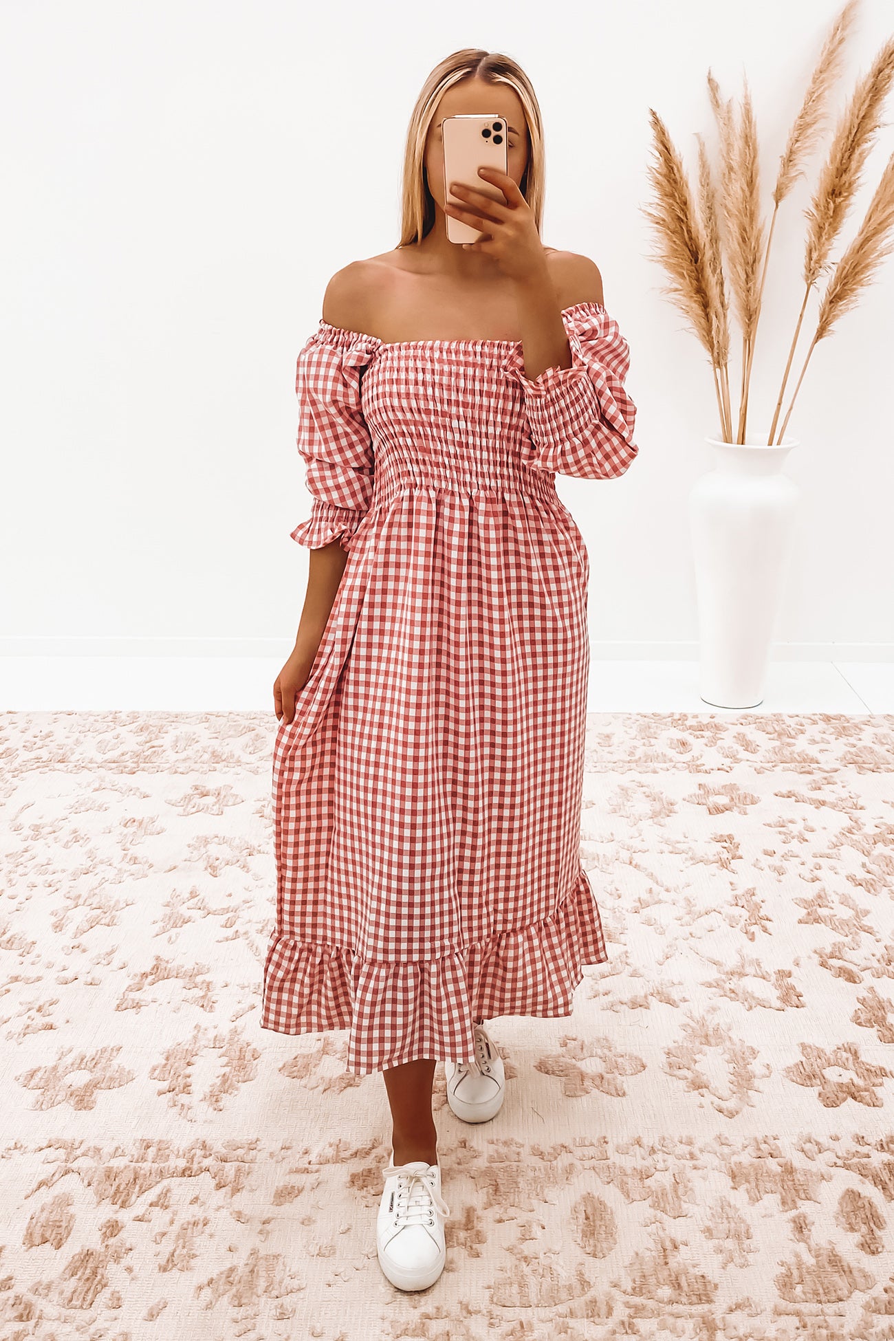 Julius Midi Dress Blush Check