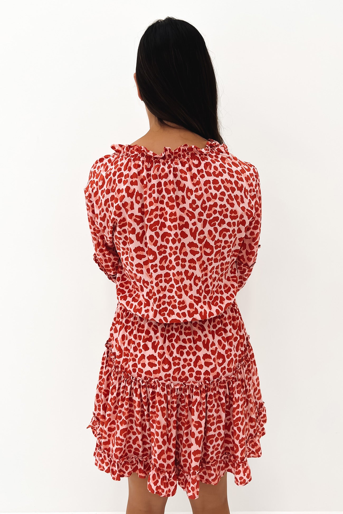 Kahlo Mini Dress Berry Leopard