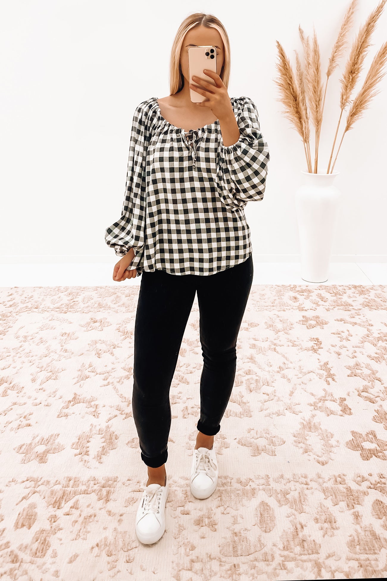 Kamili Top Black Check