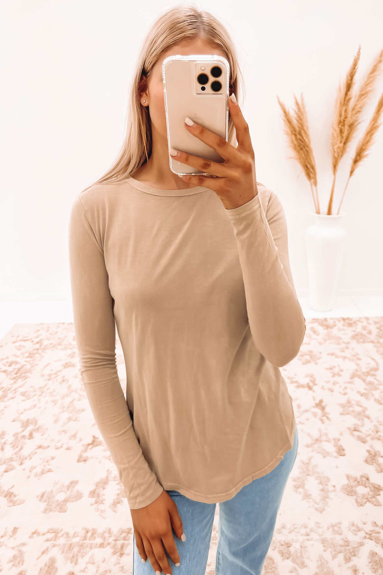 Kara Long Sleeve Tee Tan