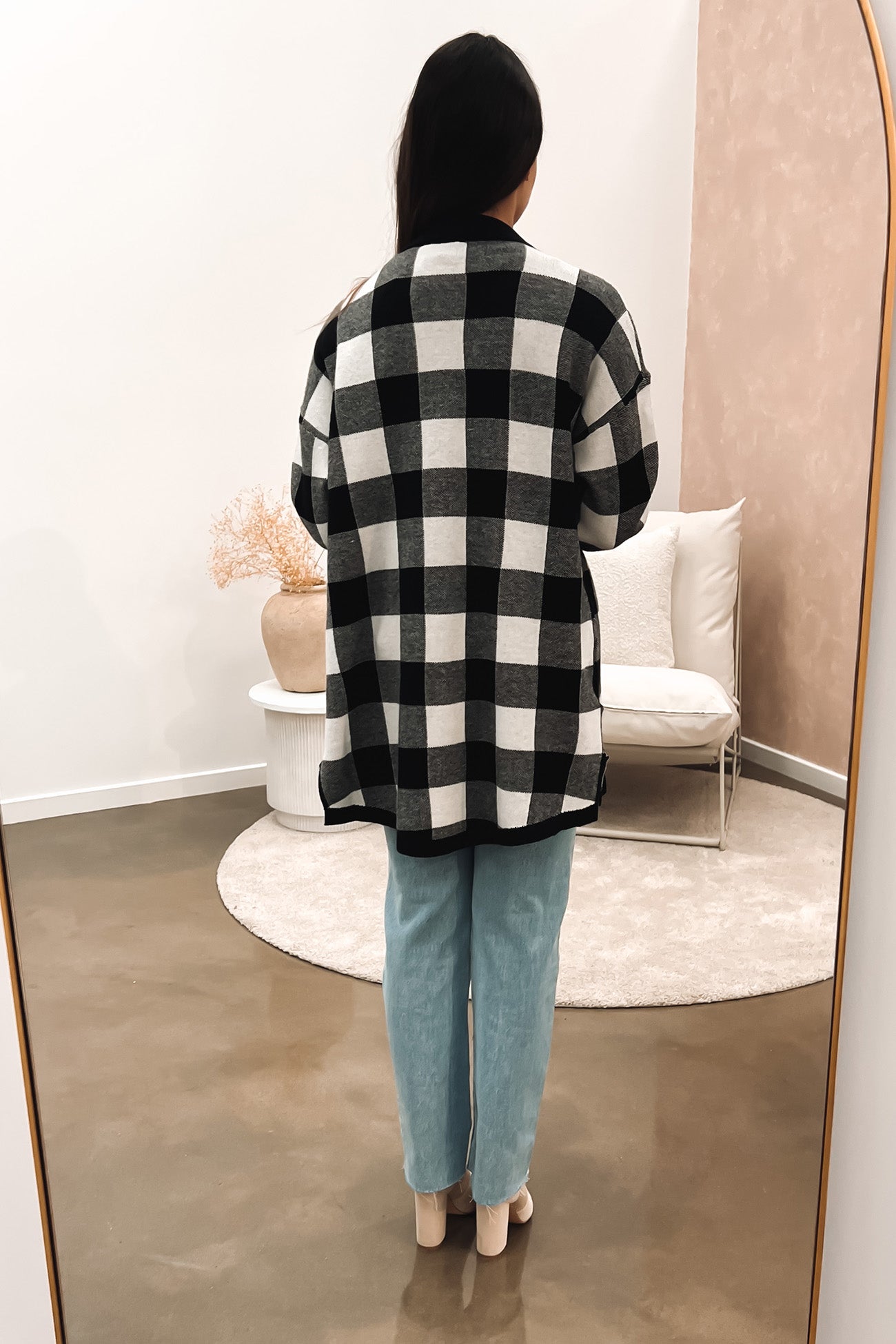 Kasey Knitted Shacket Black Check