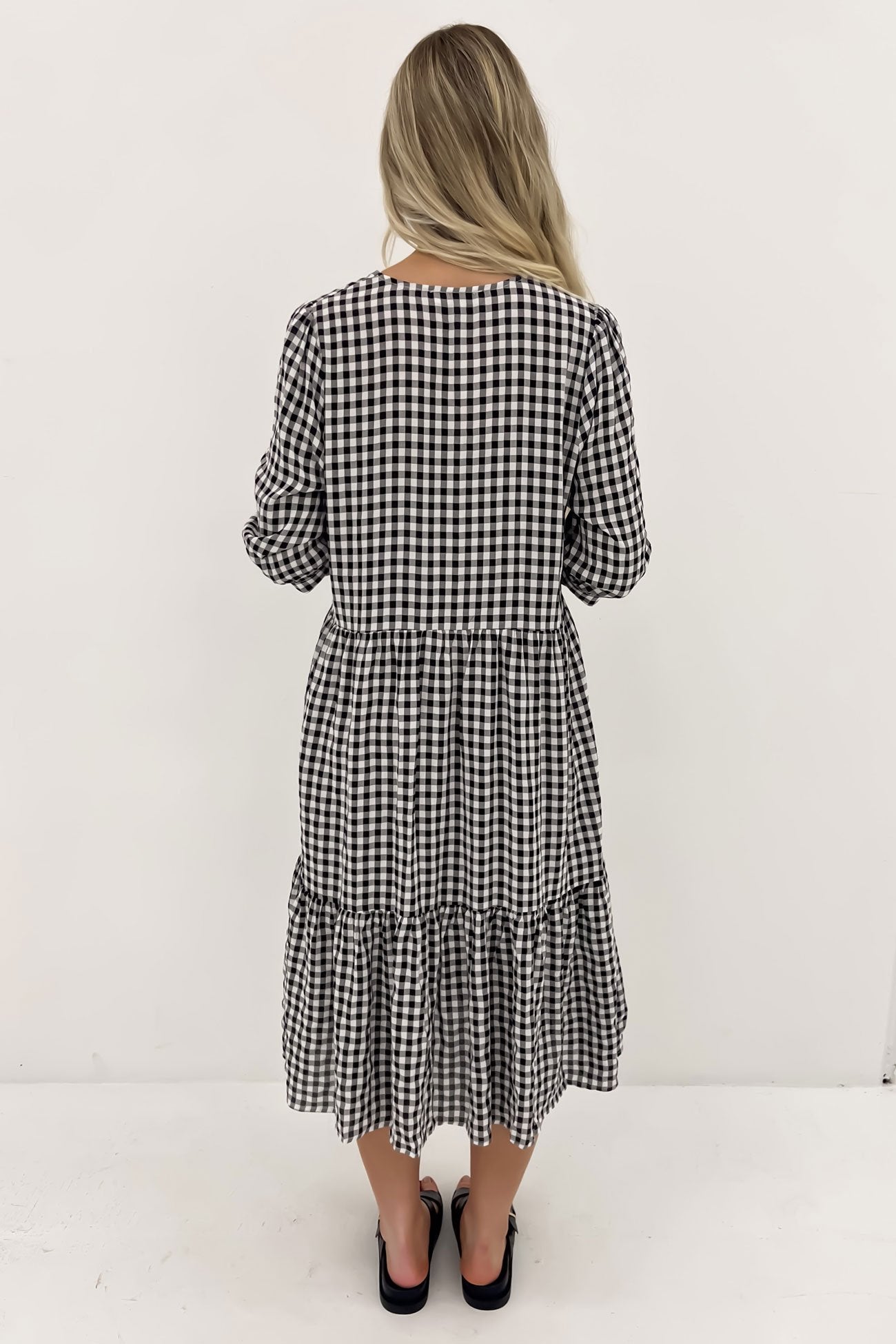 Kaylah Midi Dress Black Gingham