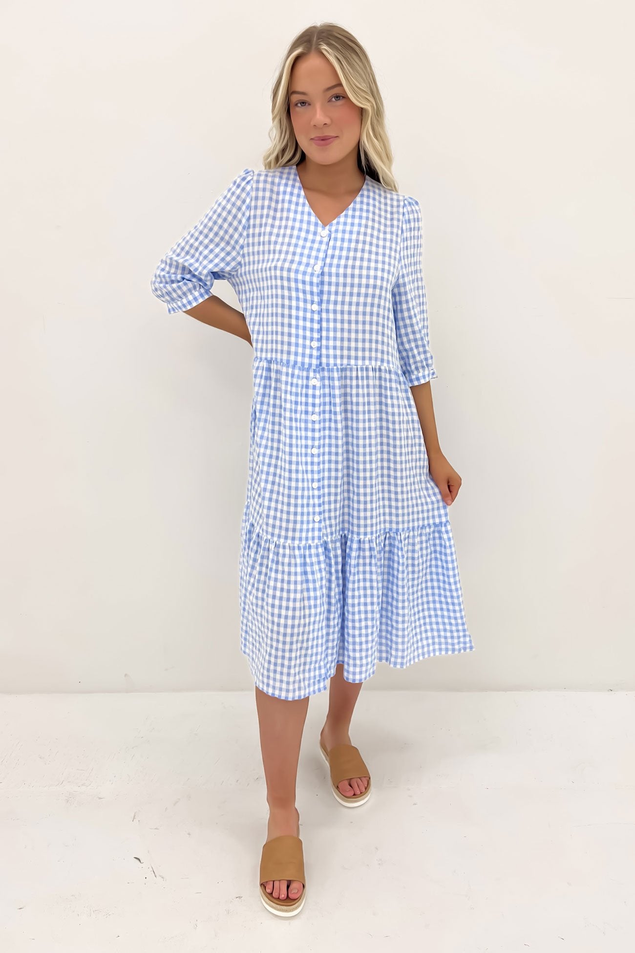 Kaylah Midi Dress Blue Gingham