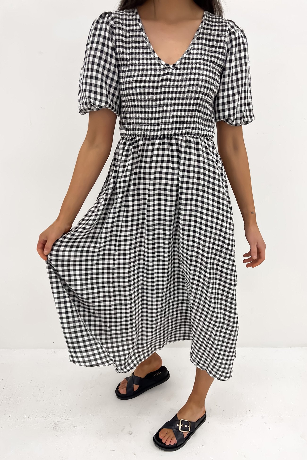 Keisha Midi Dress Black Gingham