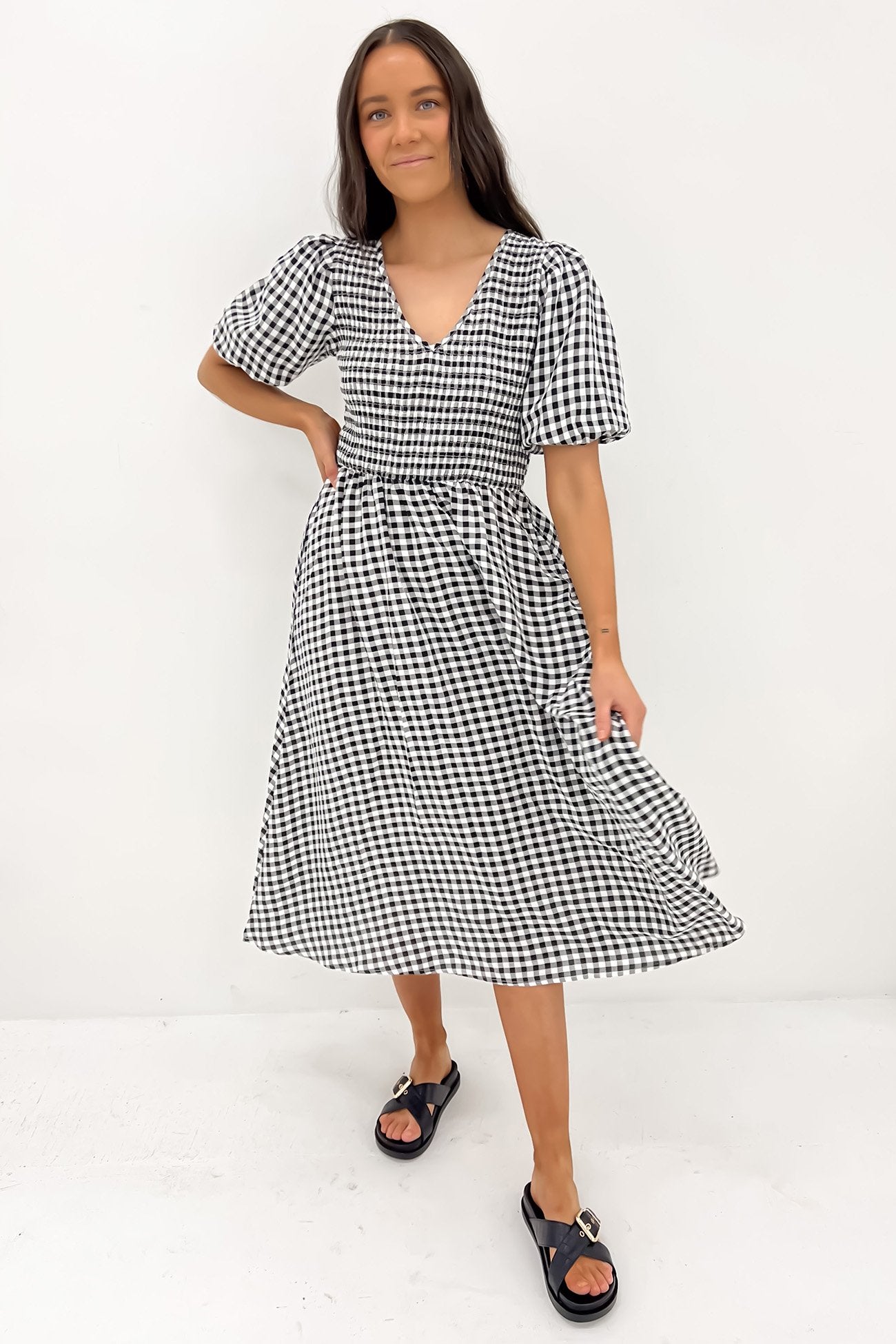 Keisha Midi Dress Black Gingham