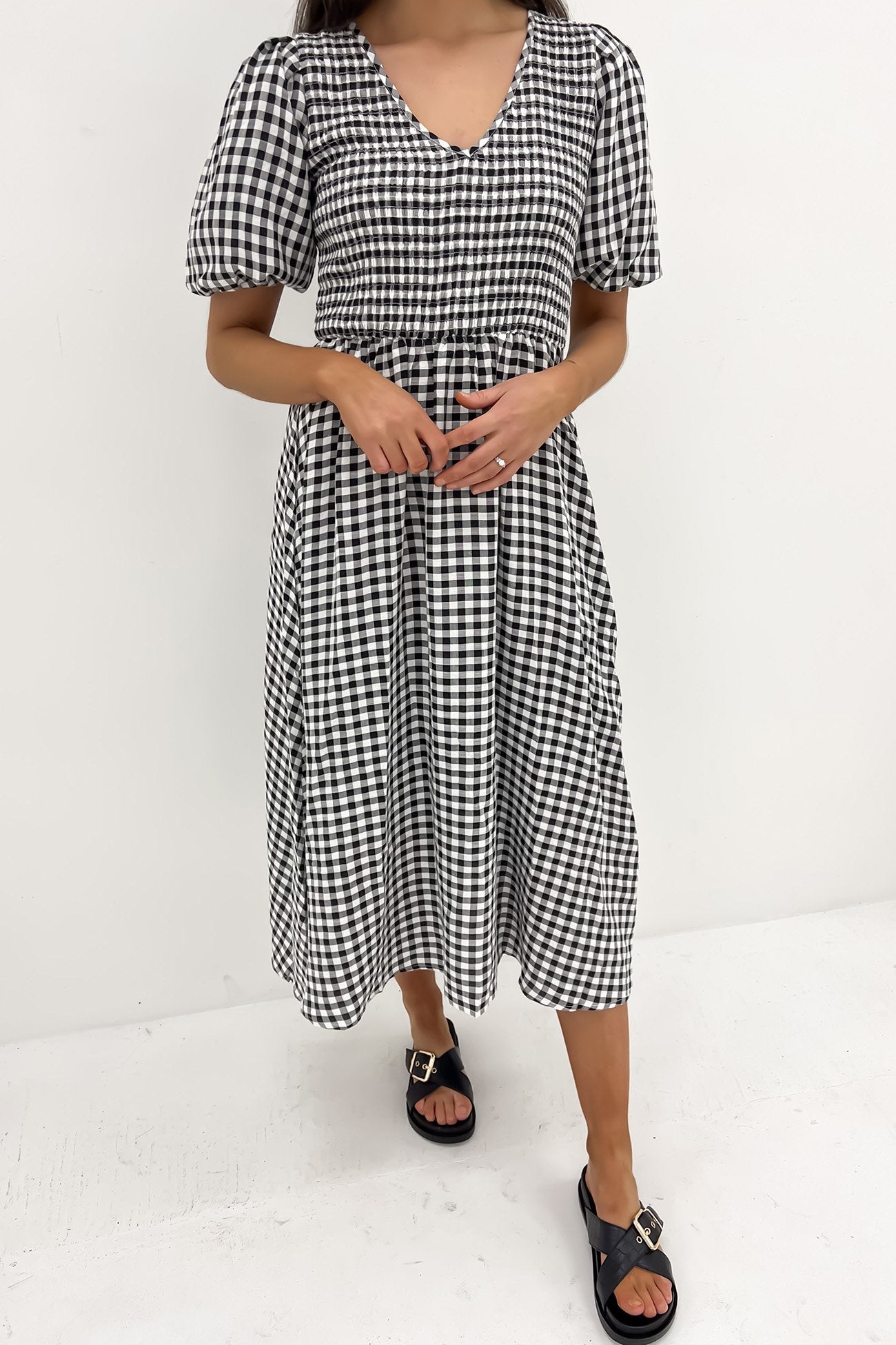 Keisha Midi Dress Black Gingham