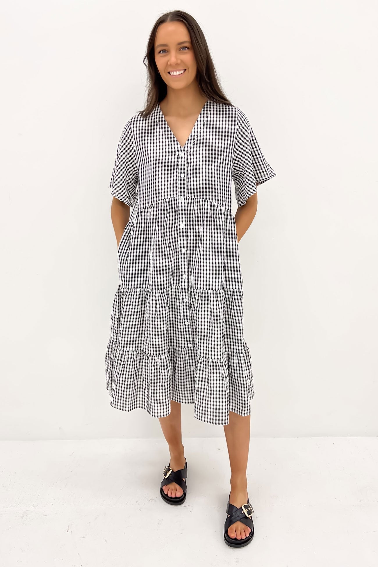 Kelis Midi Dress Black Gingham