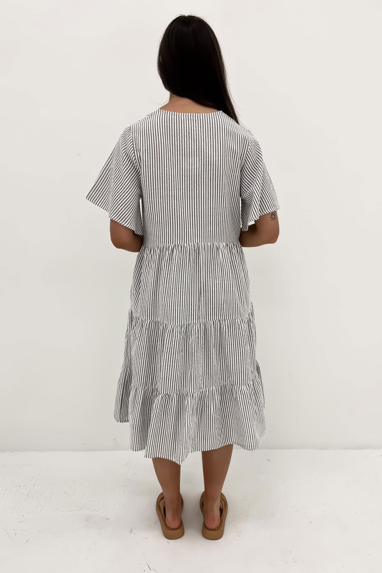 Kelis Midi Dress Black Stripe