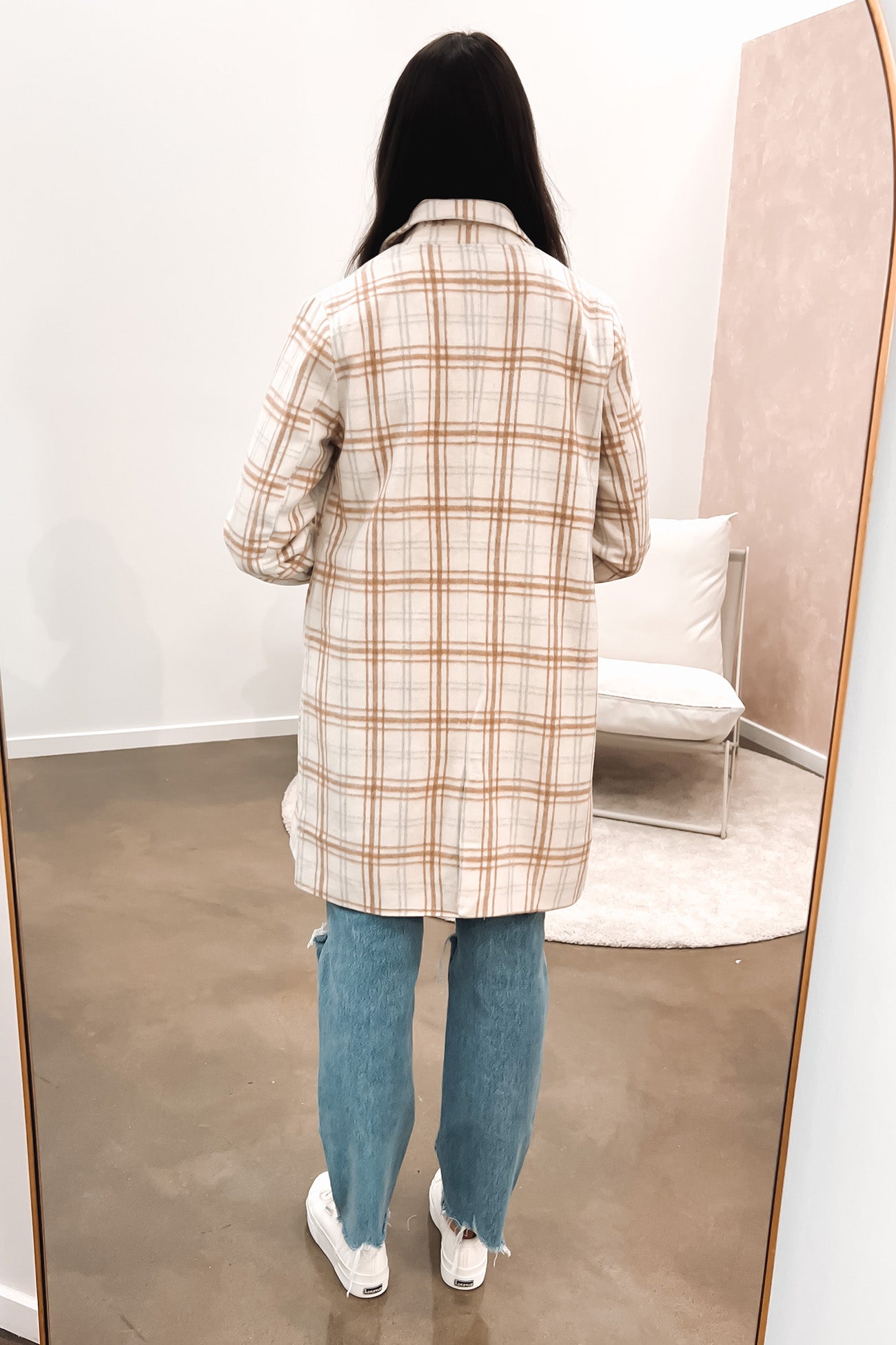 Kiah Coat Beige Check