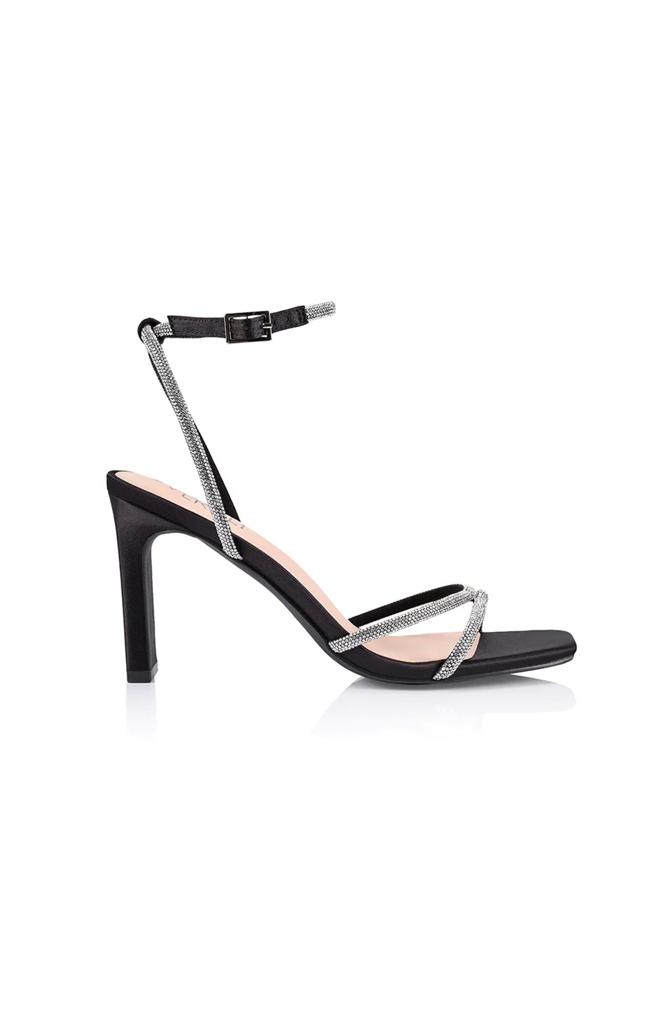 Kian Block Heel Black Satin