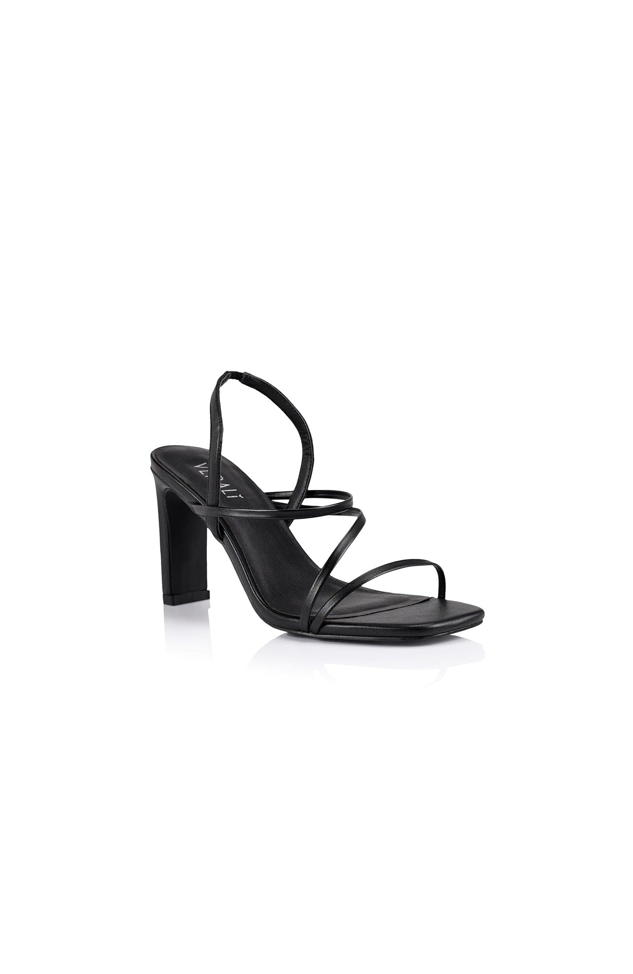 King Strappy Heel Black Smooth