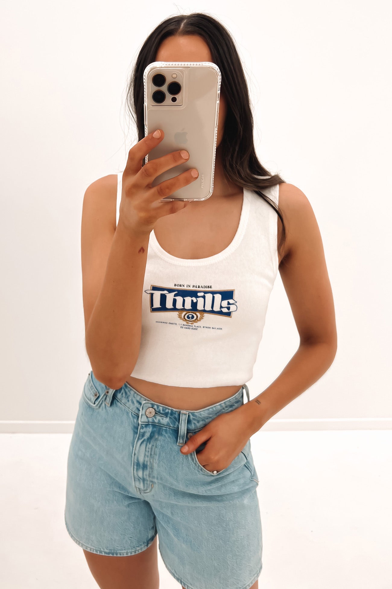 King Of Thrills Crop Rib Singlet Dirty White