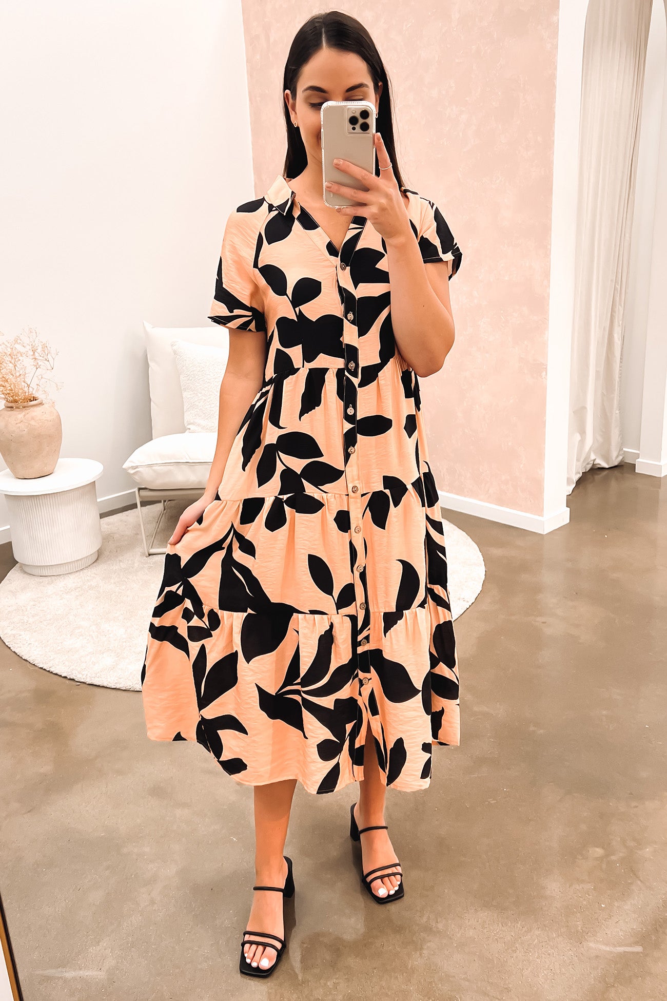 Kirby Midi Dress Orange Black