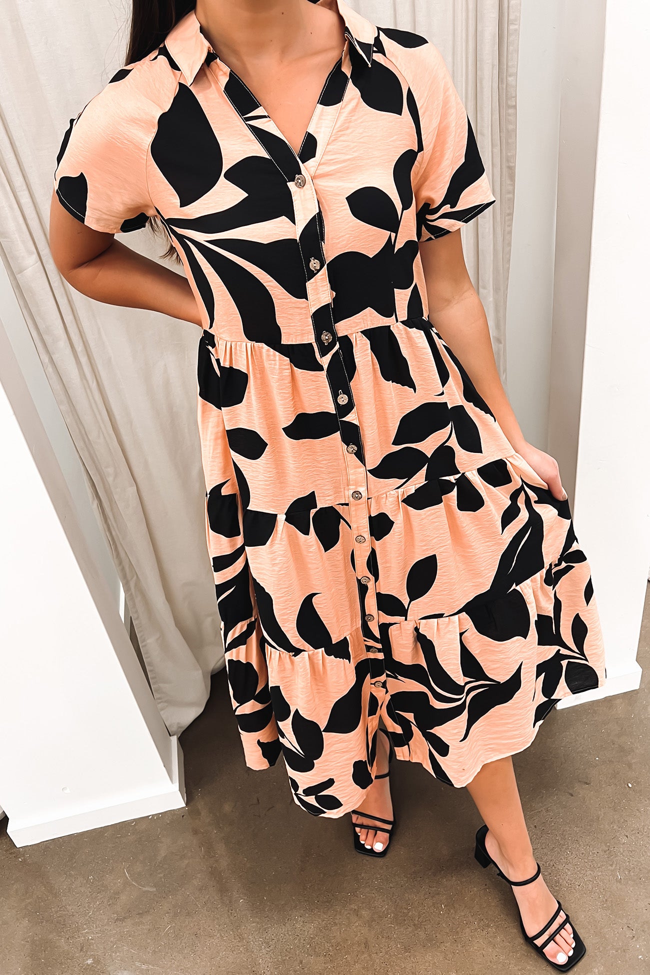 Kirby Midi Dress Orange Black