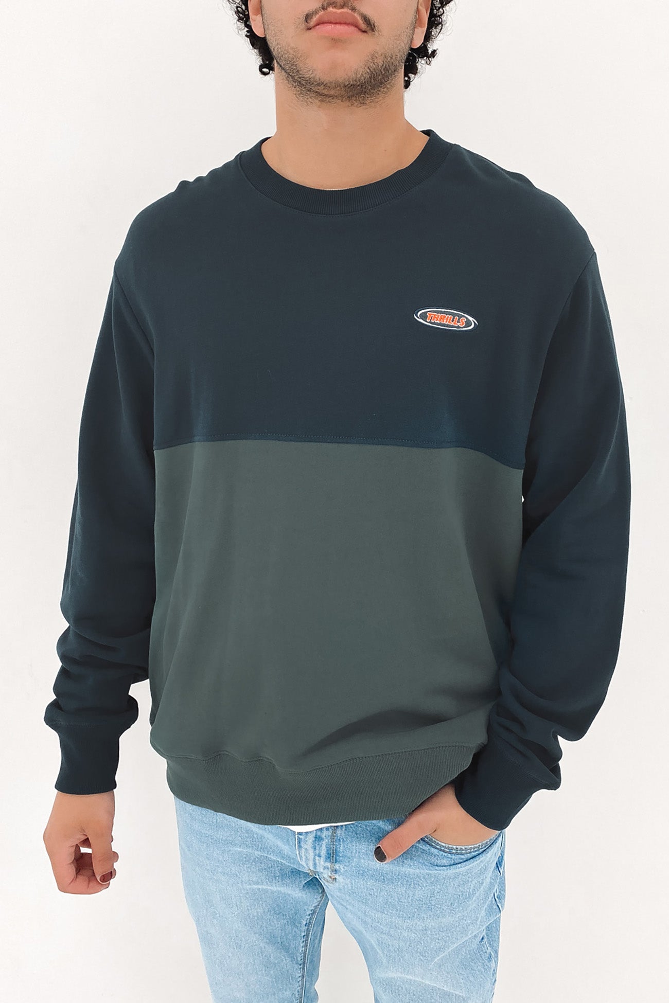 Knowledge Oversize Panel Crew Fleece Total Eclipse