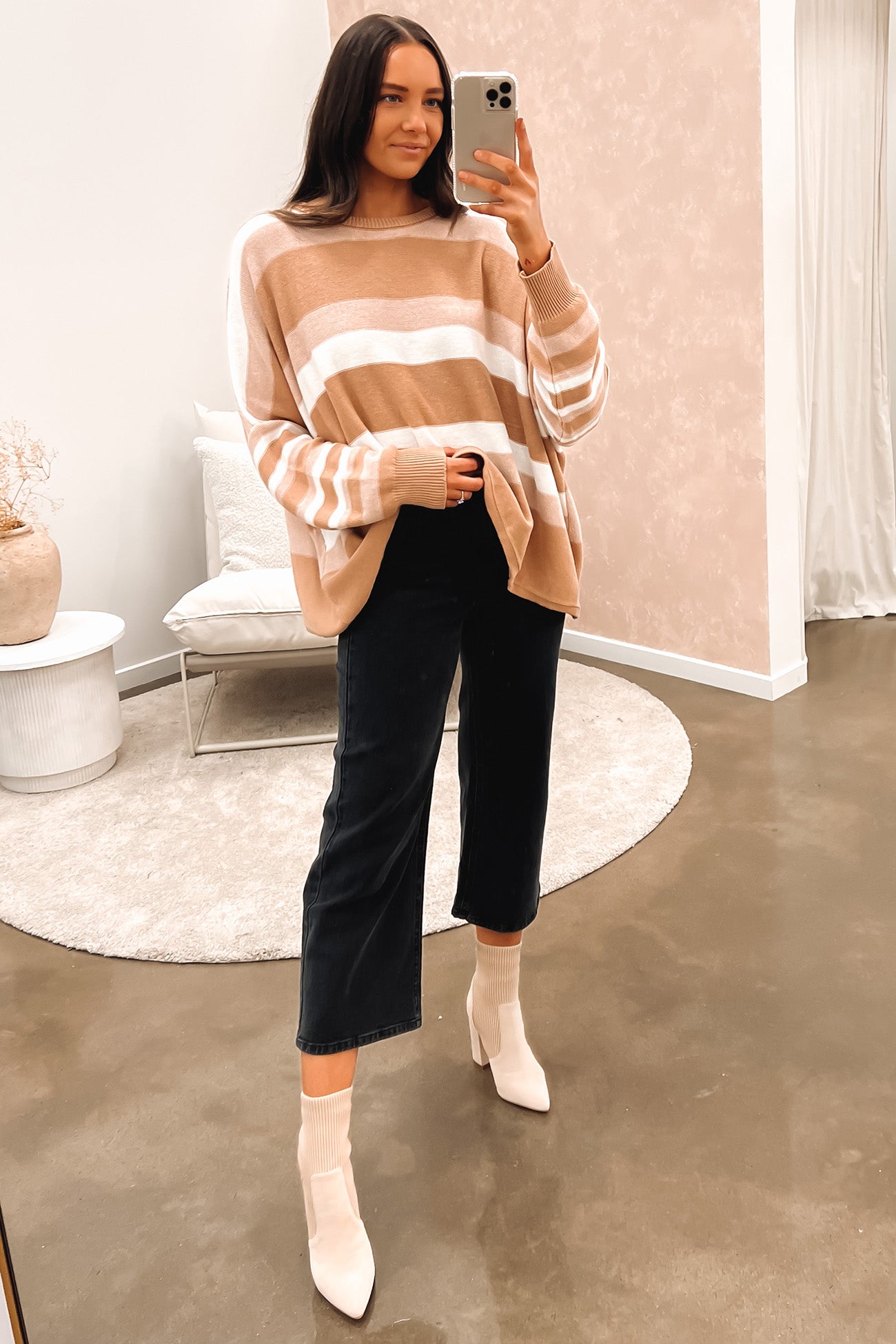 Kristy Knit Brown Stripe