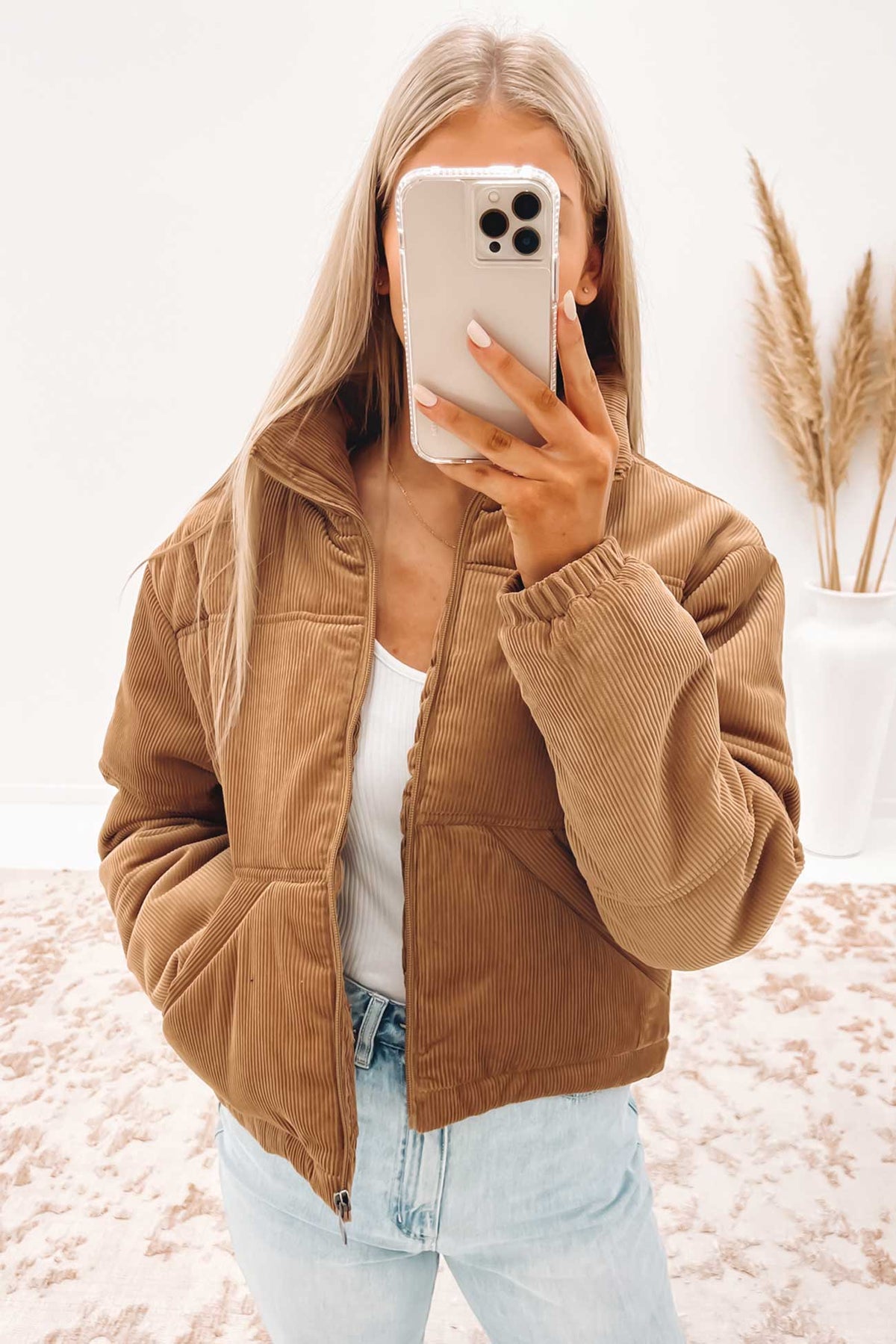 Tan corduroy sale puffer jacket