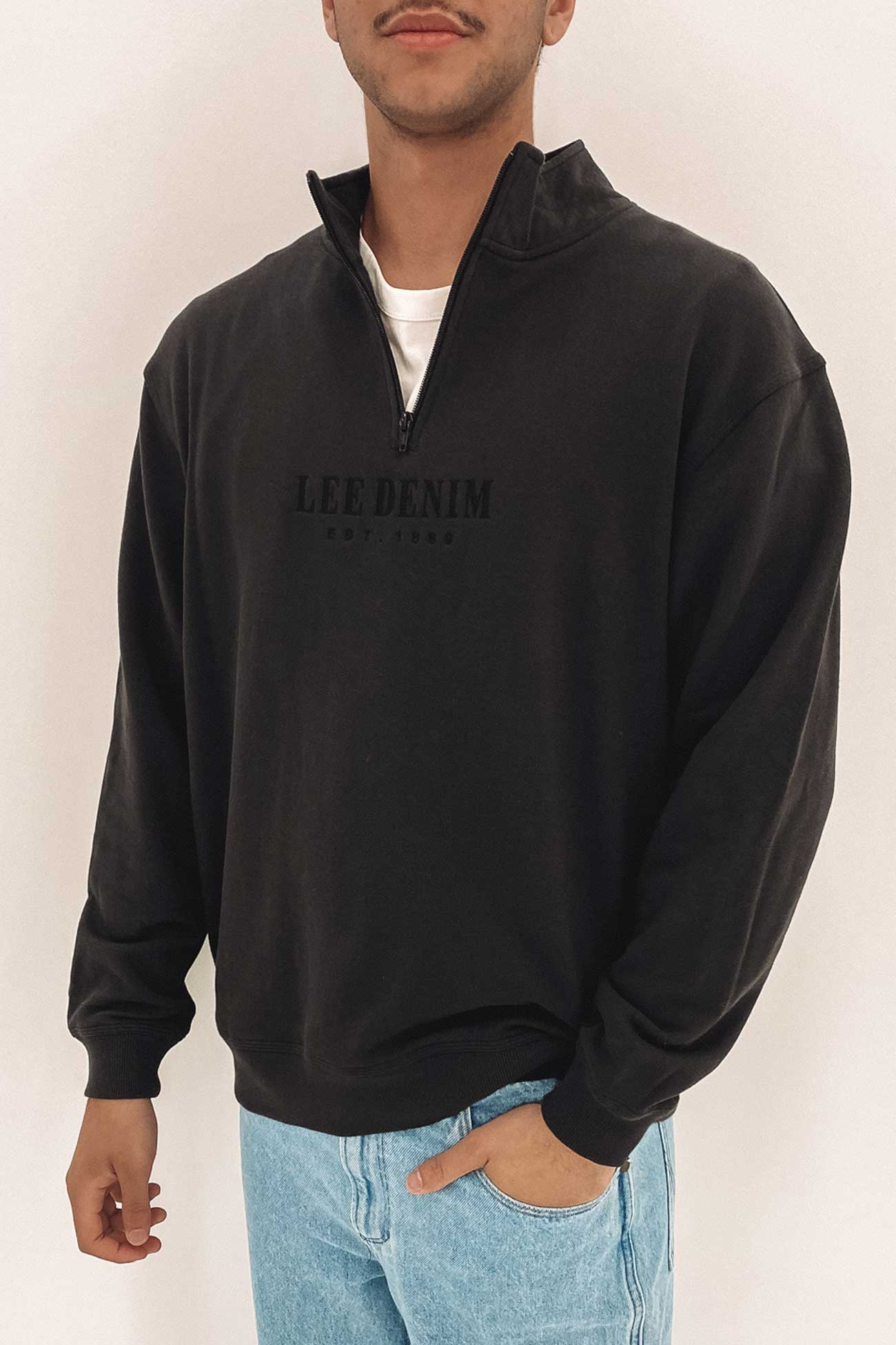 Lee Baggy Zip Sweat Worn Black