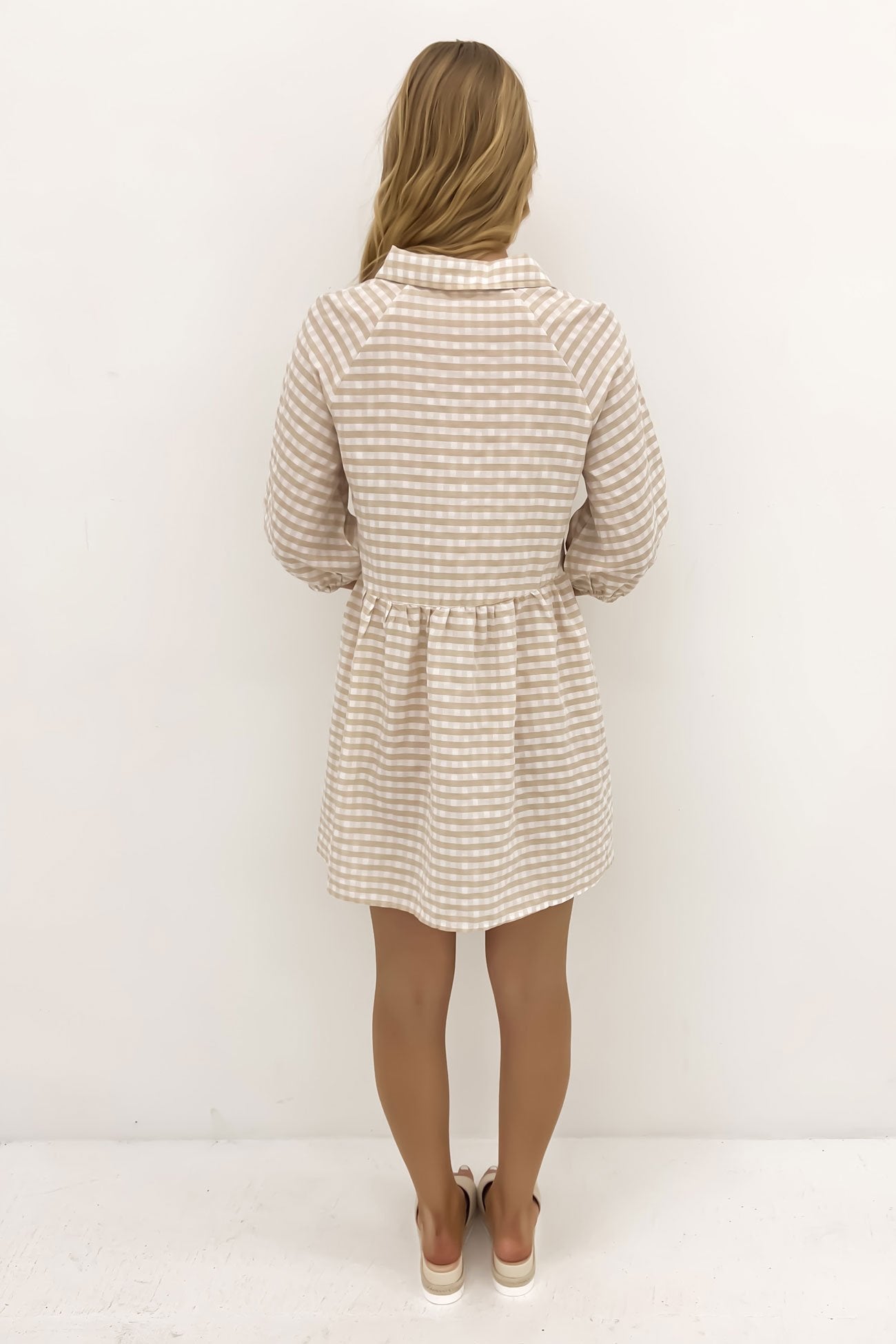 Leesa Mini Dress Latte Gingham