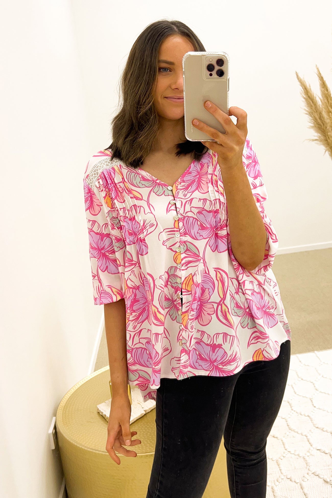 Linda Top Pink Floral