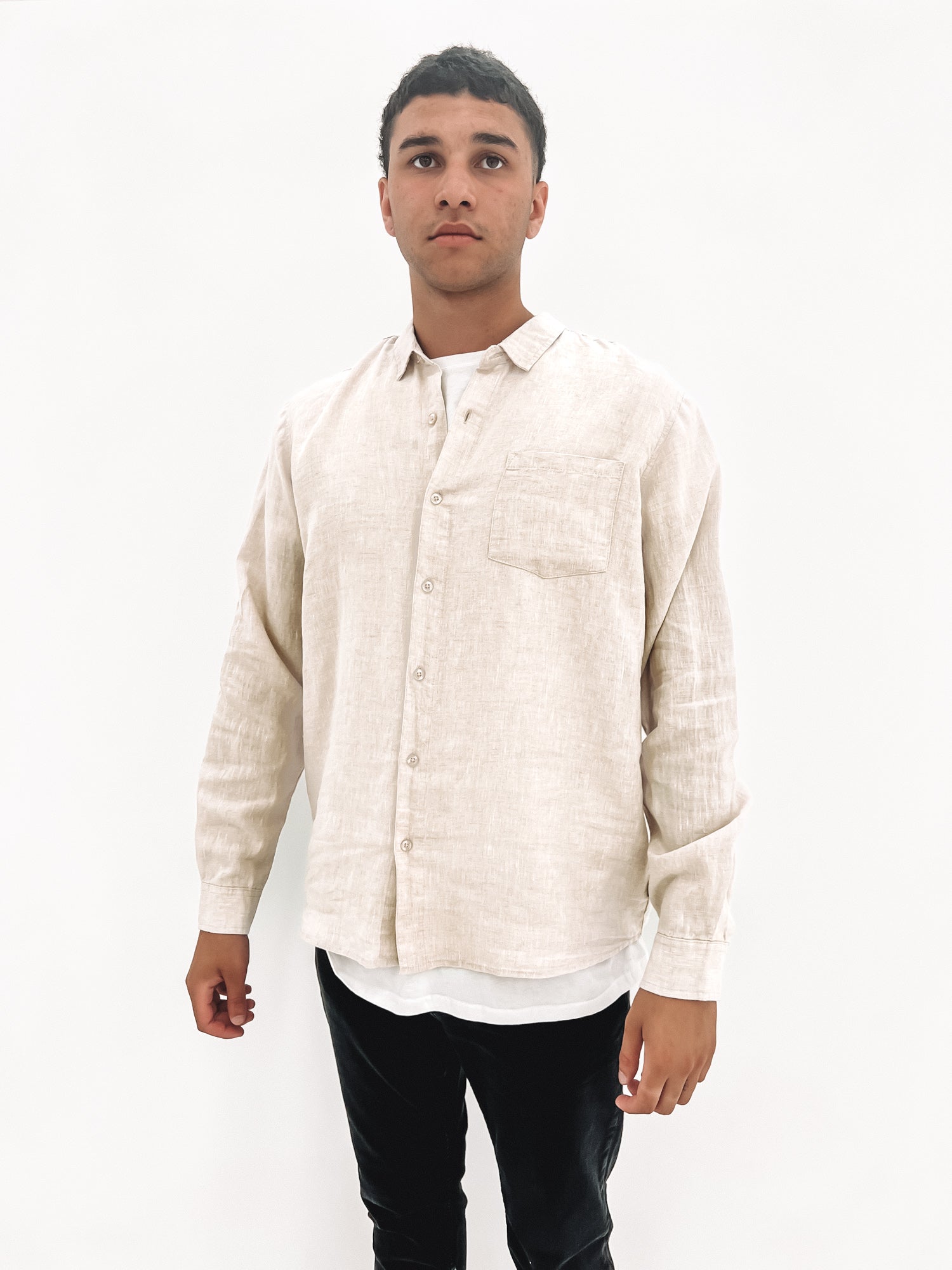 Linen Long Sleeve Shirt Natural