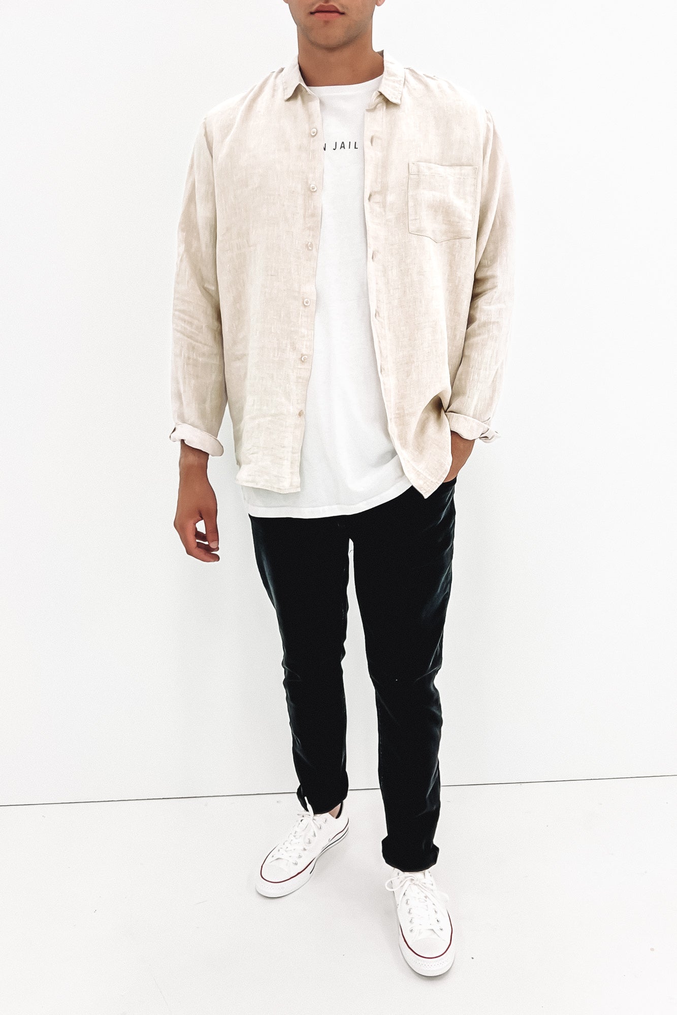 Linen Long Sleeve Shirt Natural