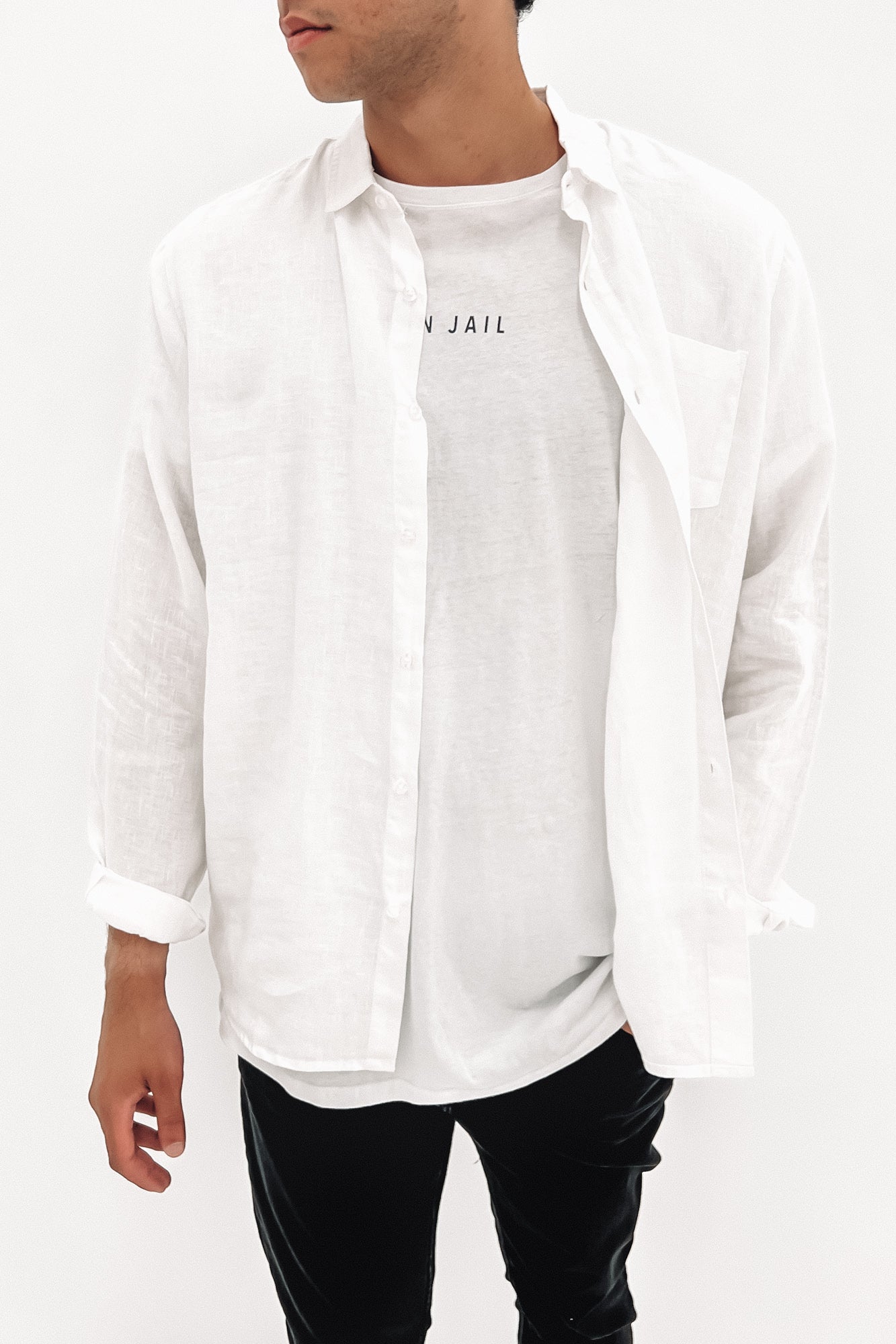 Linen Long Sleeve Shirt White